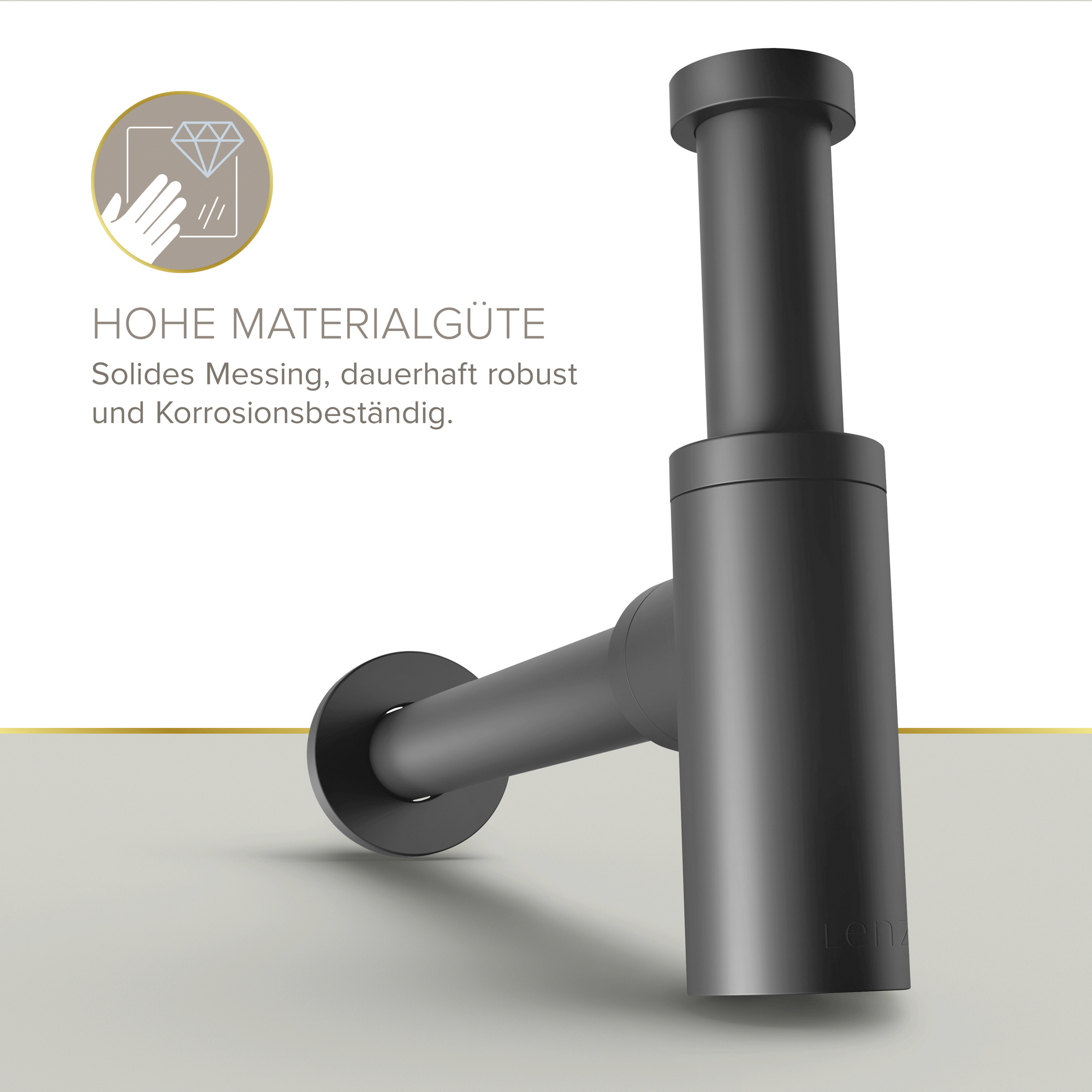 Flaschensiphon 'Juri' schwarz matt, 1 1/4" x Ø 32 mm