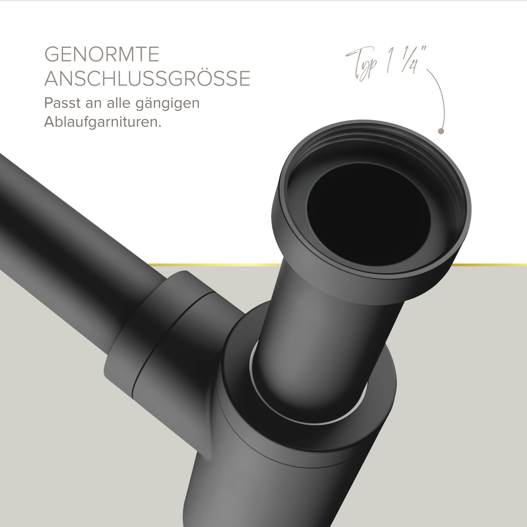 Flaschensiphon 'Juri' schwarz matt, 1 1/4" x Ø 32 mm