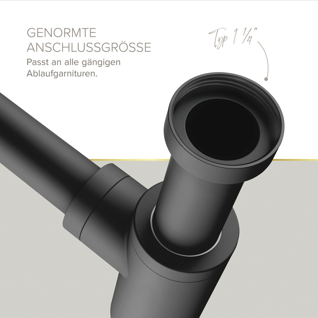 Flaschensiphon 'Juri' schwarz matt, 1 1/4" x Ø 32 mm