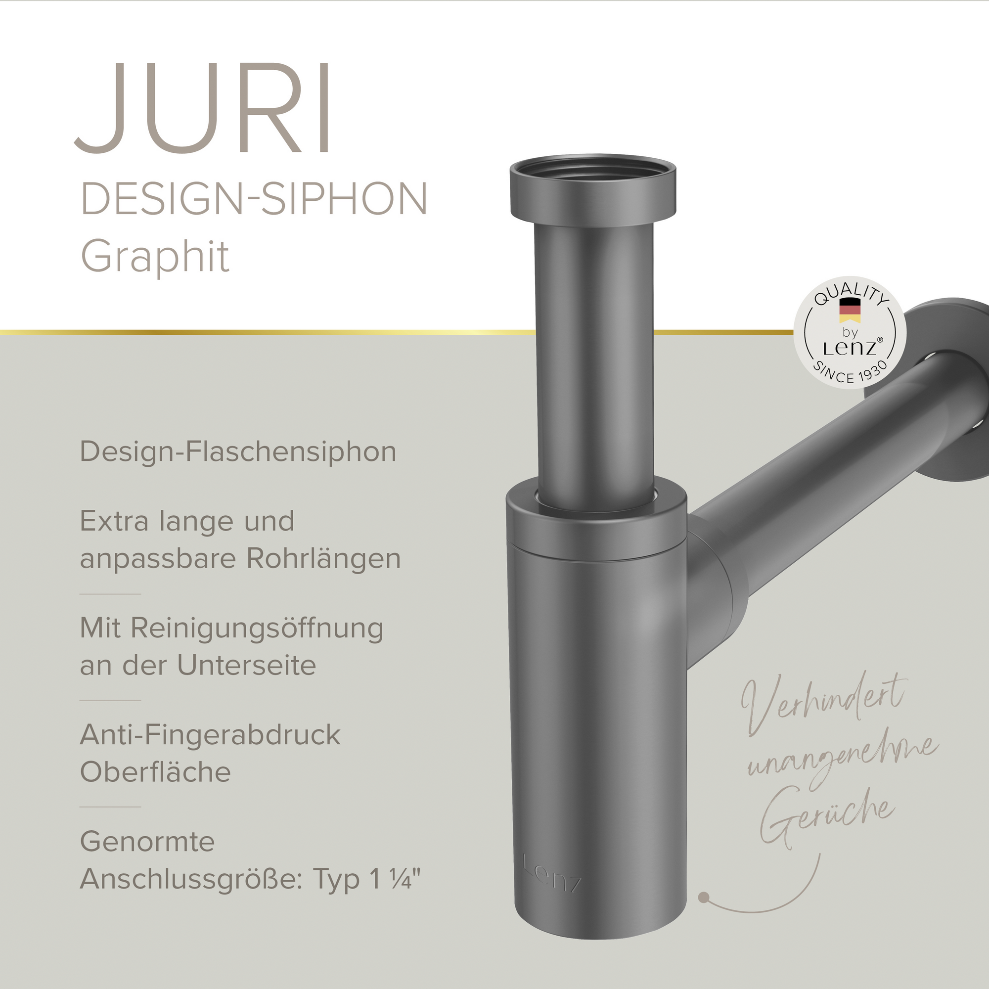 Flaschensiphon 'Juri' graphit, 1 1/4" x Ø 32 mm