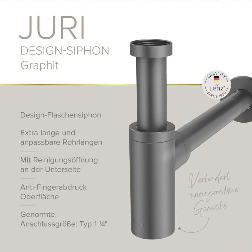 Flaschensiphon 'Juri' graphit, 1 1/4" x Ø 32 mm