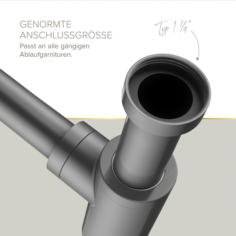Flaschensiphon 'Juri' graphit, 1 1/4" x Ø 32 mm