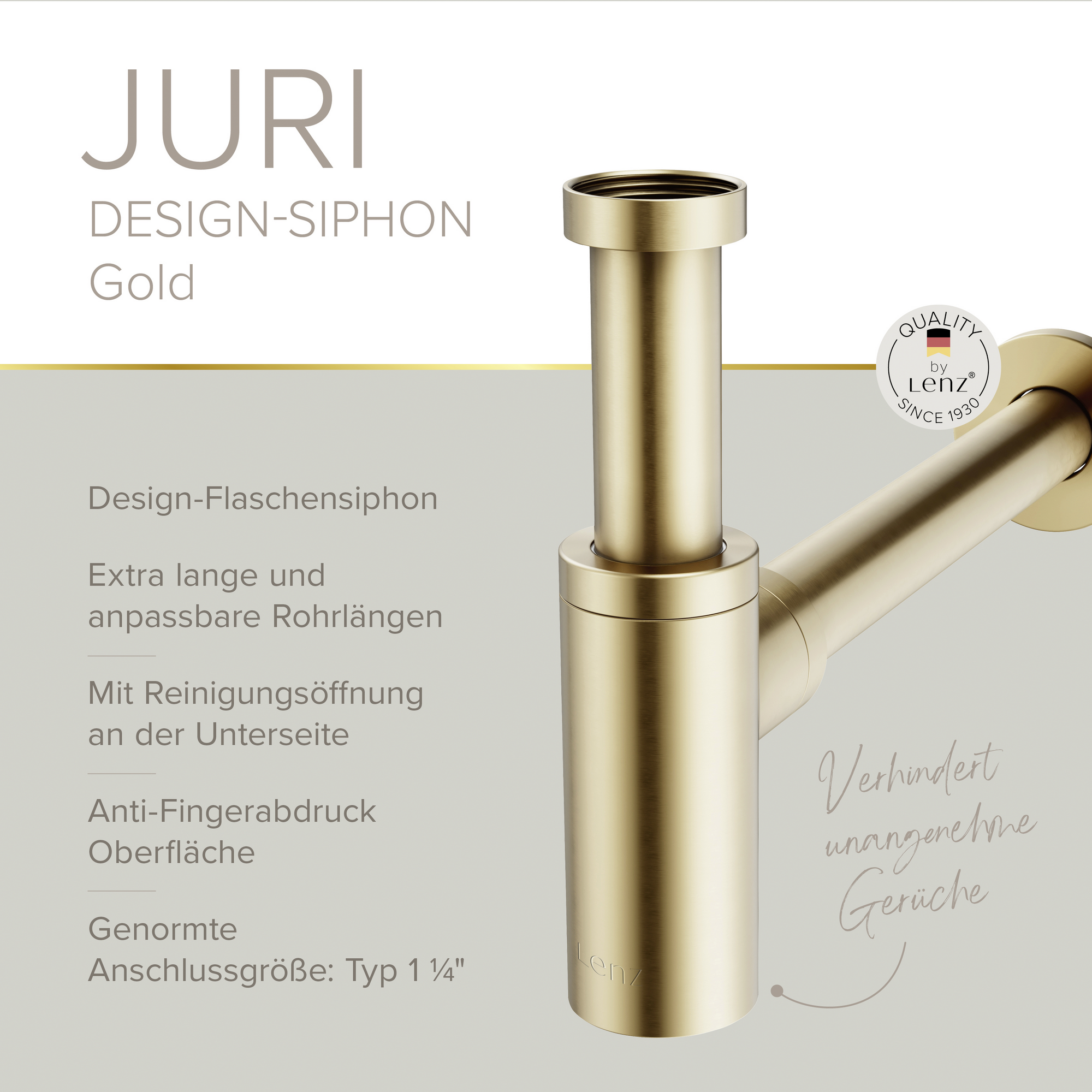 Flaschensiphon 'Juri' gold, 1 1/4" x Ø 32 mm