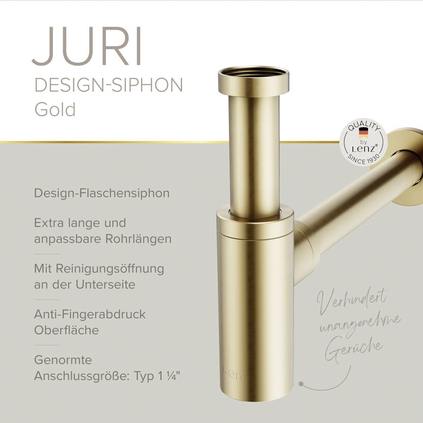 Flaschensiphon 'Juri' gold, 1 1/4" x Ø 32 mm