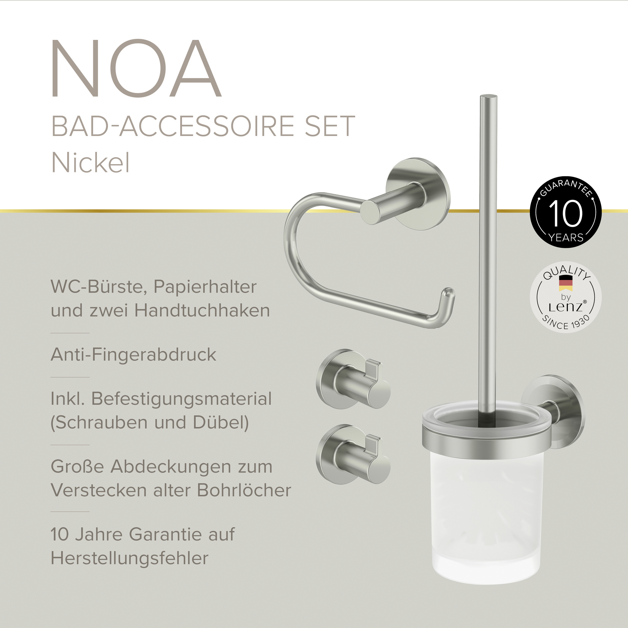 Badaccessoire-Set 'Noa' nickelfarben 4-teilig