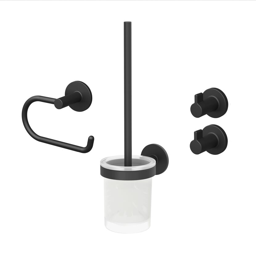 Badaccessoire-Set 'Nero' mattschwarz 4-teilig