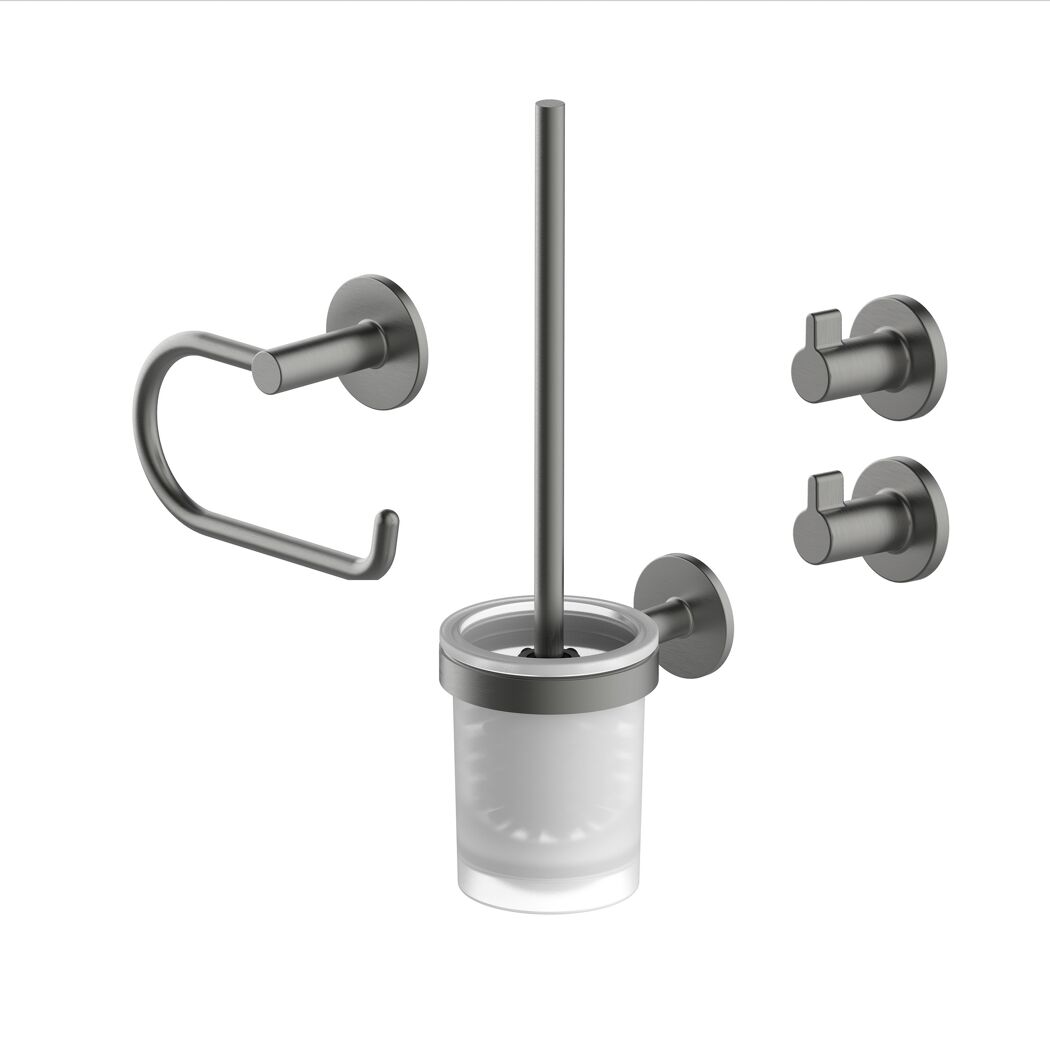 Badaccessoire-Set 'Sivo' graphitfarben 4-teilig