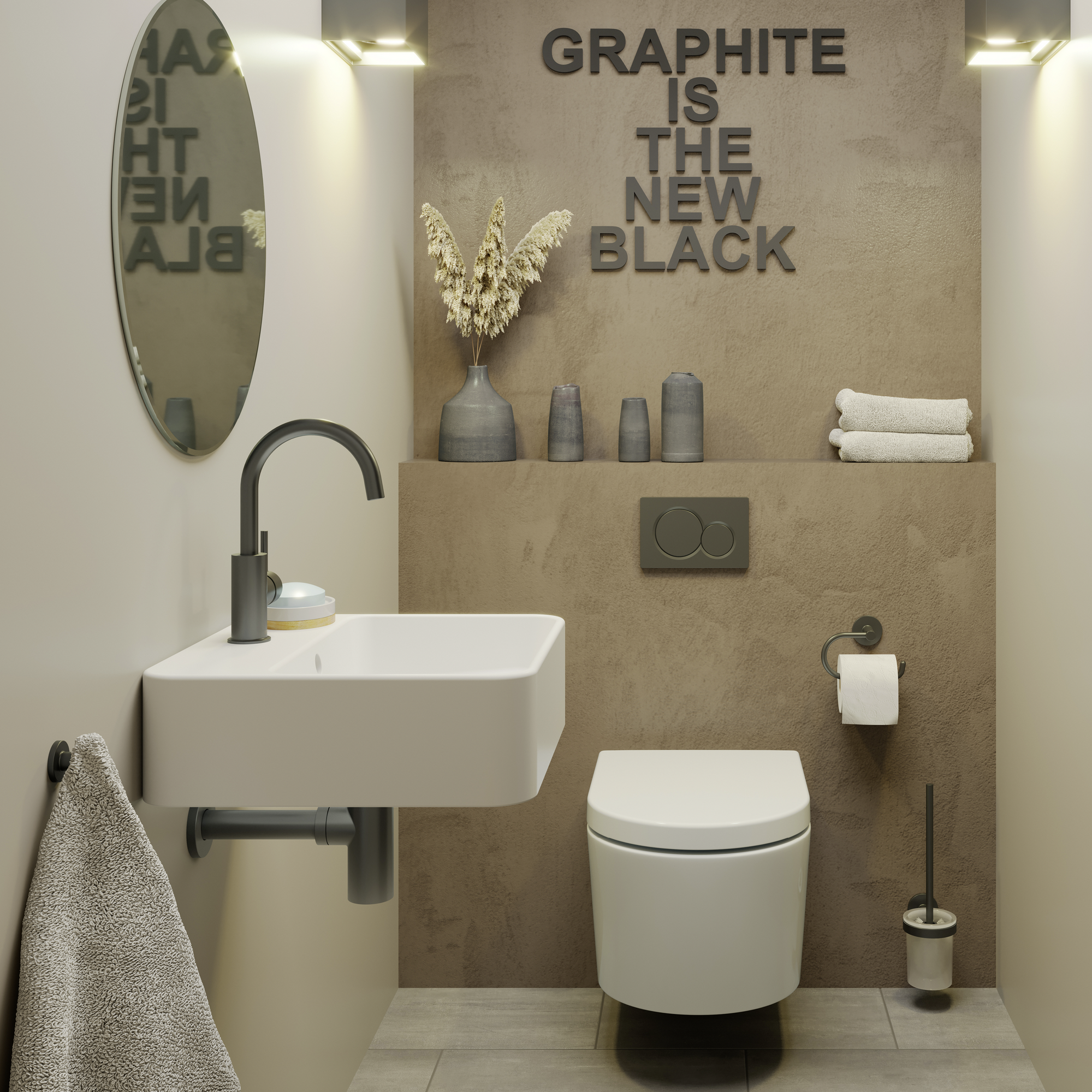 Badaccessoire-Set 'Sivo' graphitgrau 4-teilig