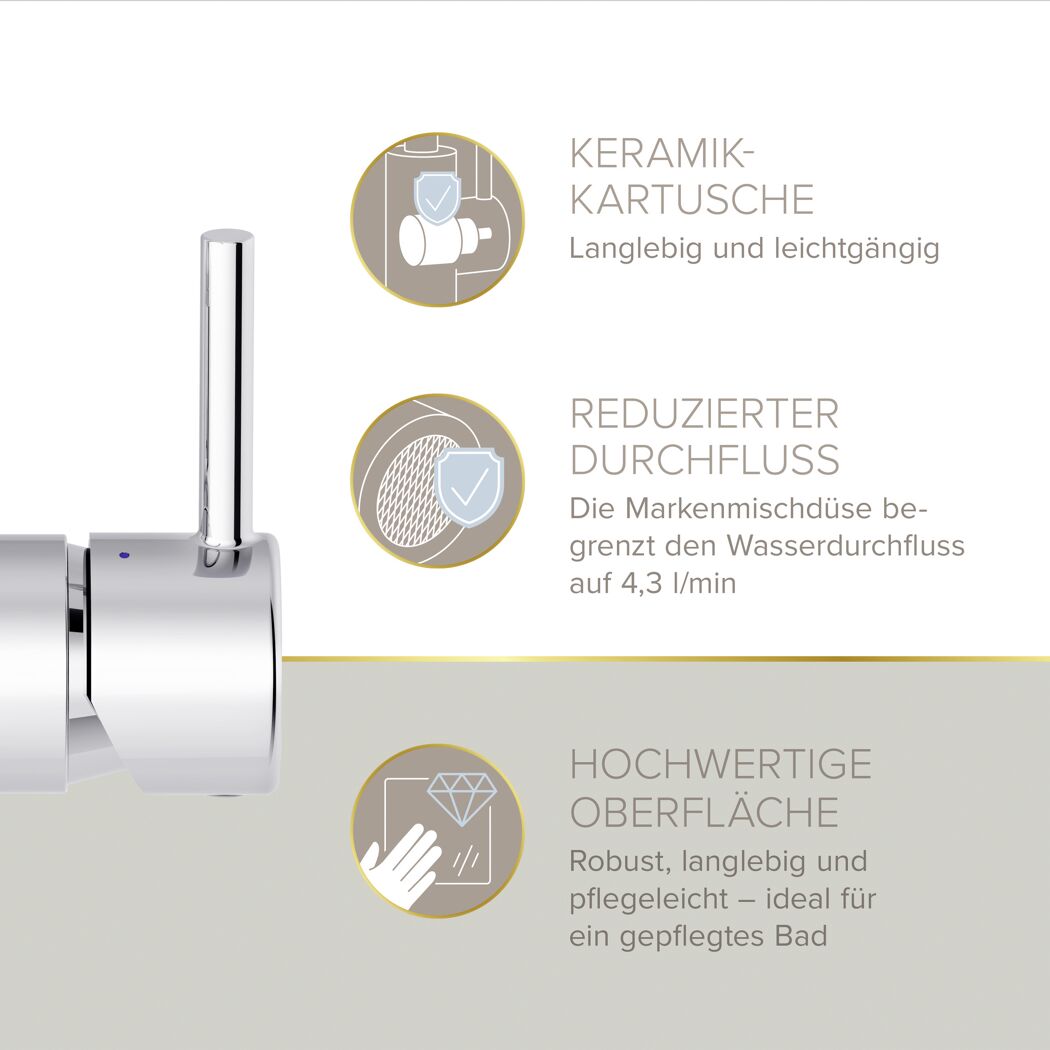 Waschtischarmatur 'Moana' chromfarben schwenkbar 24 cm