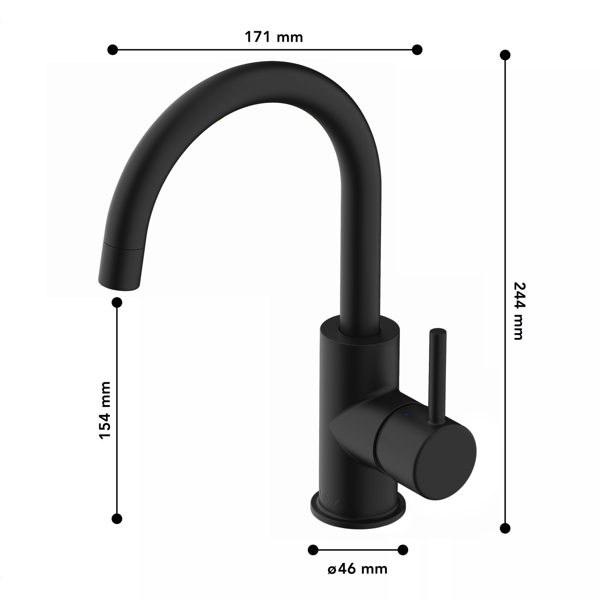 Waschtischarmatur 'Moana' matt schwarz schwenkbar 24 cm