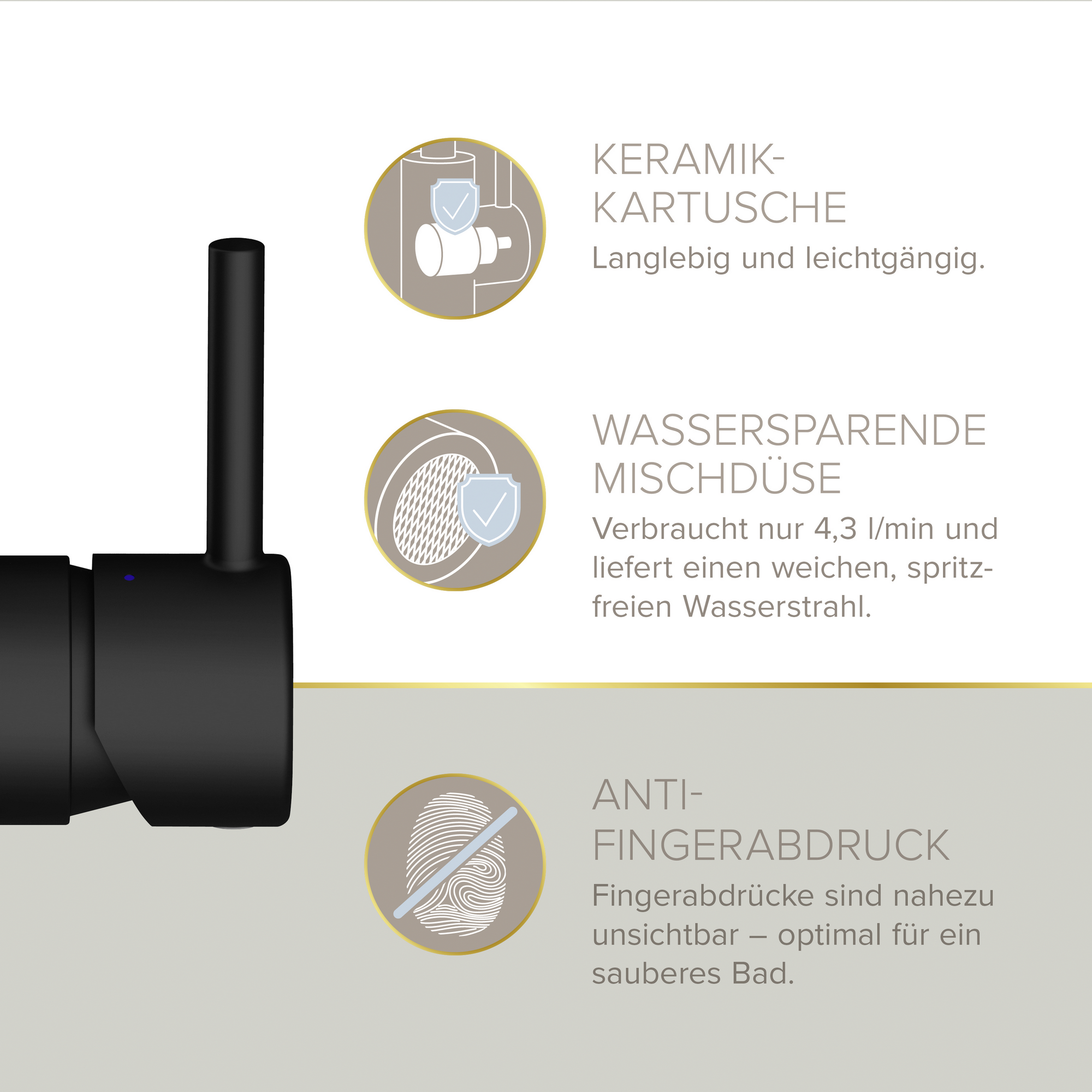 Waschtischarmatur 'Moana' matt schwarz schwenkbar 24 cm
