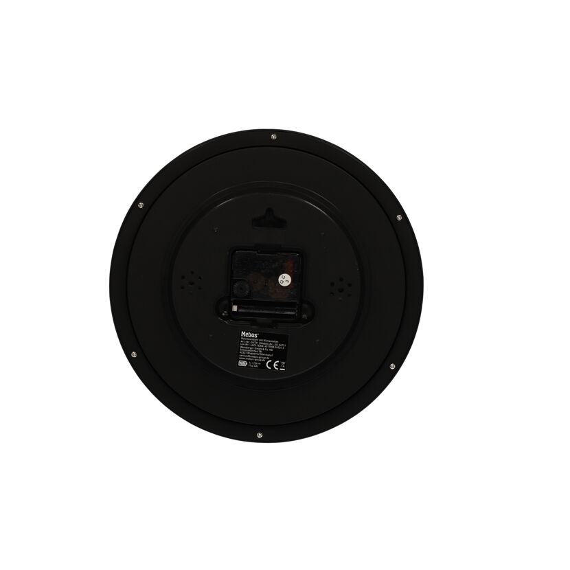 Quarz-Wanduhr schwarz mit Klimastation Ø 25 cm