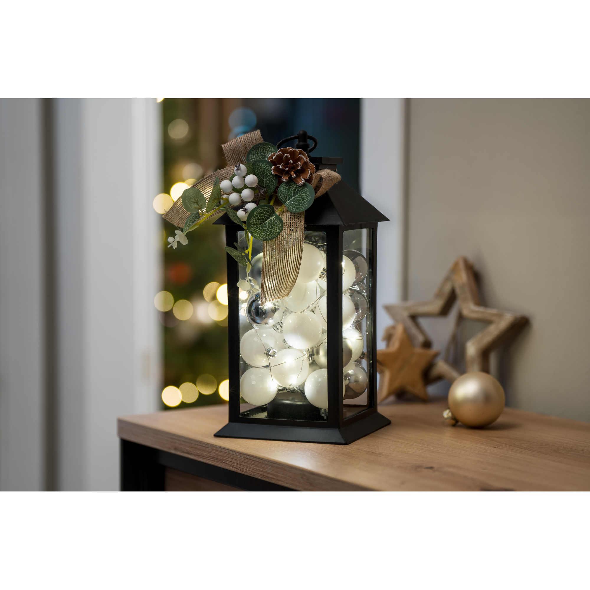LED-Laterne 'Leno' 14 x 14 x 30 cm schwarz