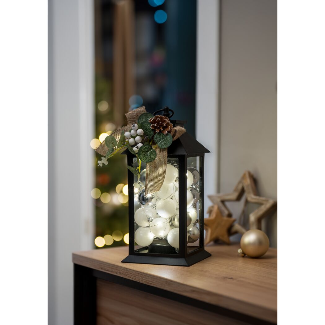 LED-Laterne 'Leno' 14 x 14 x 30 cm schwarz