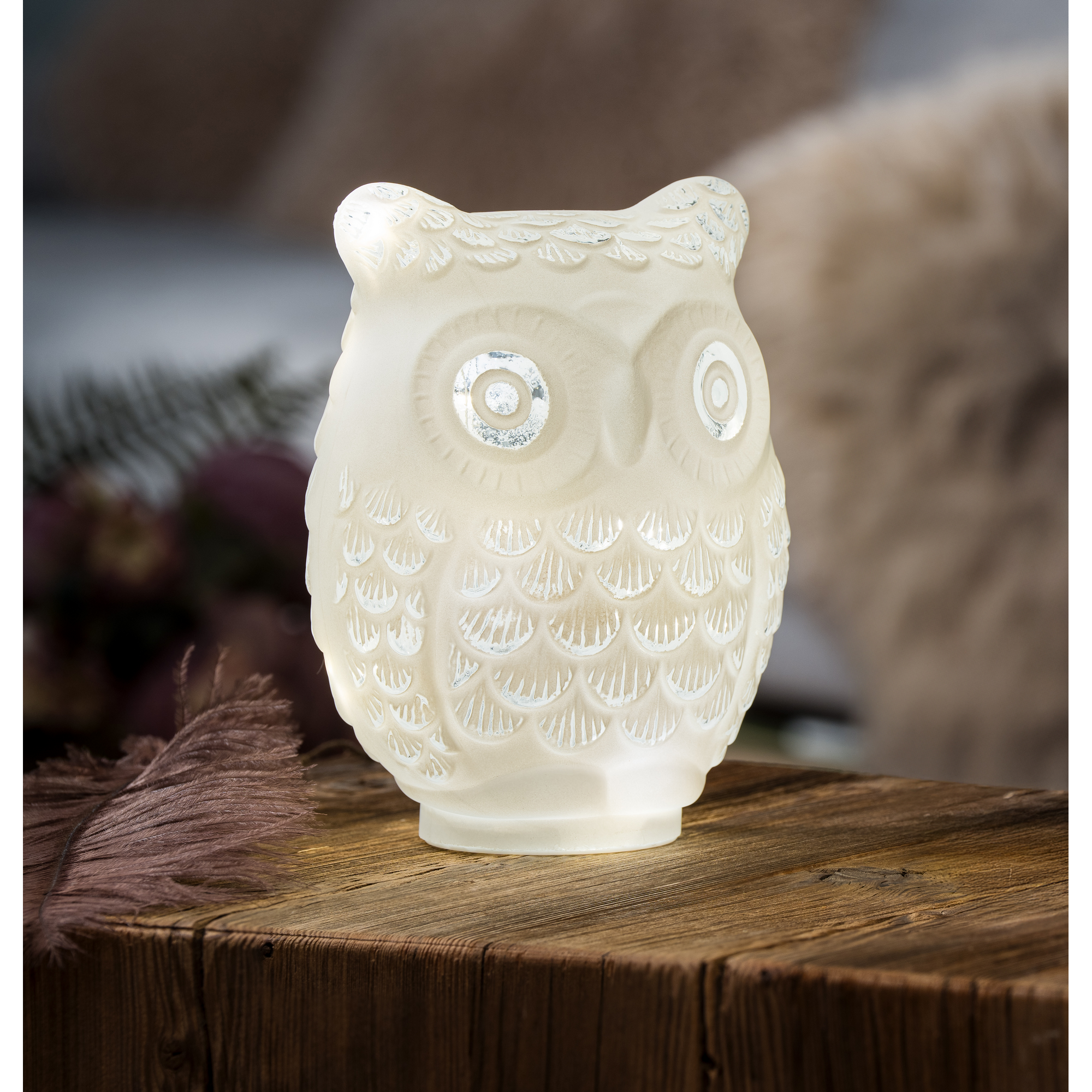 LED Dekofigur 'Eule'  13,5 x 15,5 x 24,5 cm weiß