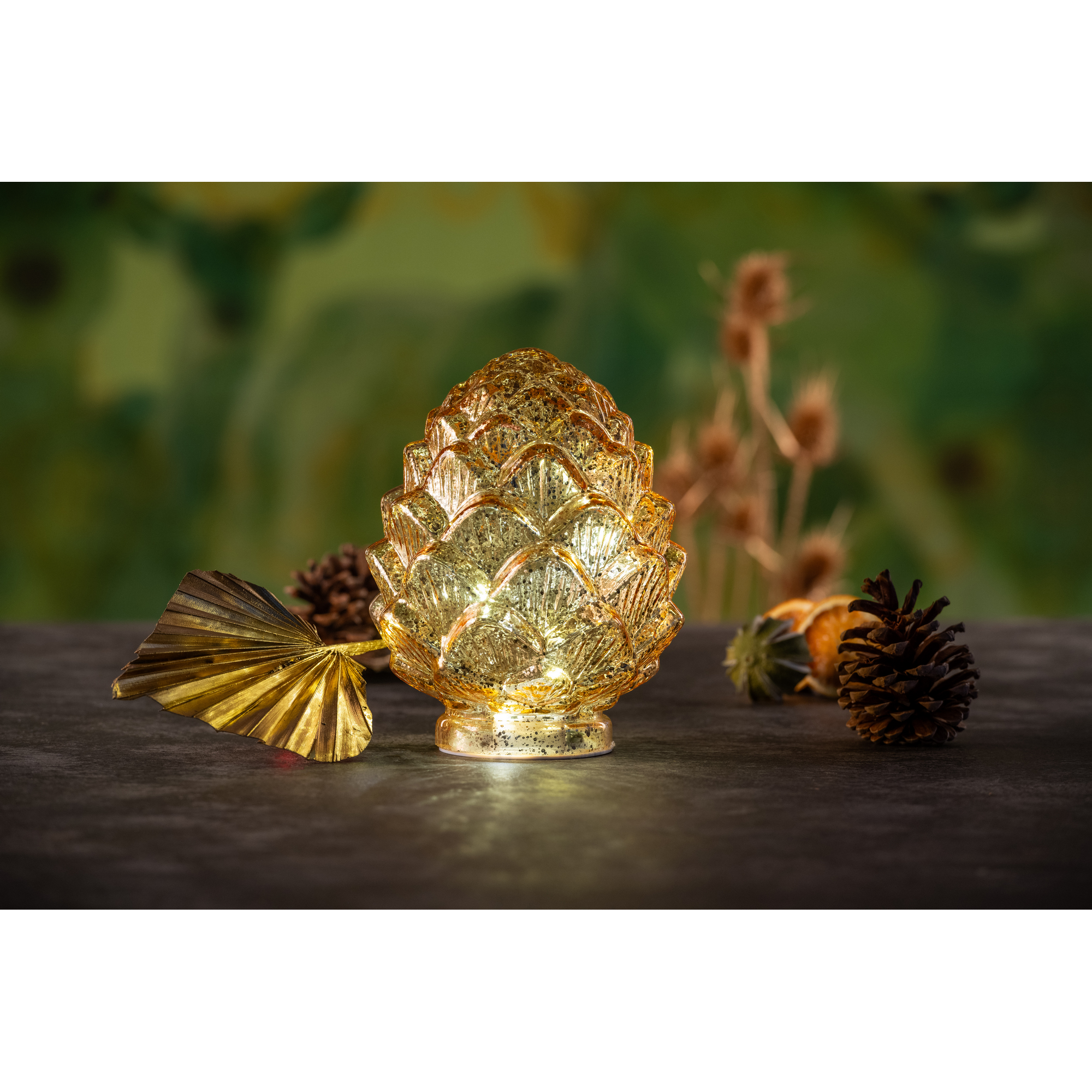 LED Deko 'Zapfen' 14,5 x 14,5 x 18 cm gold