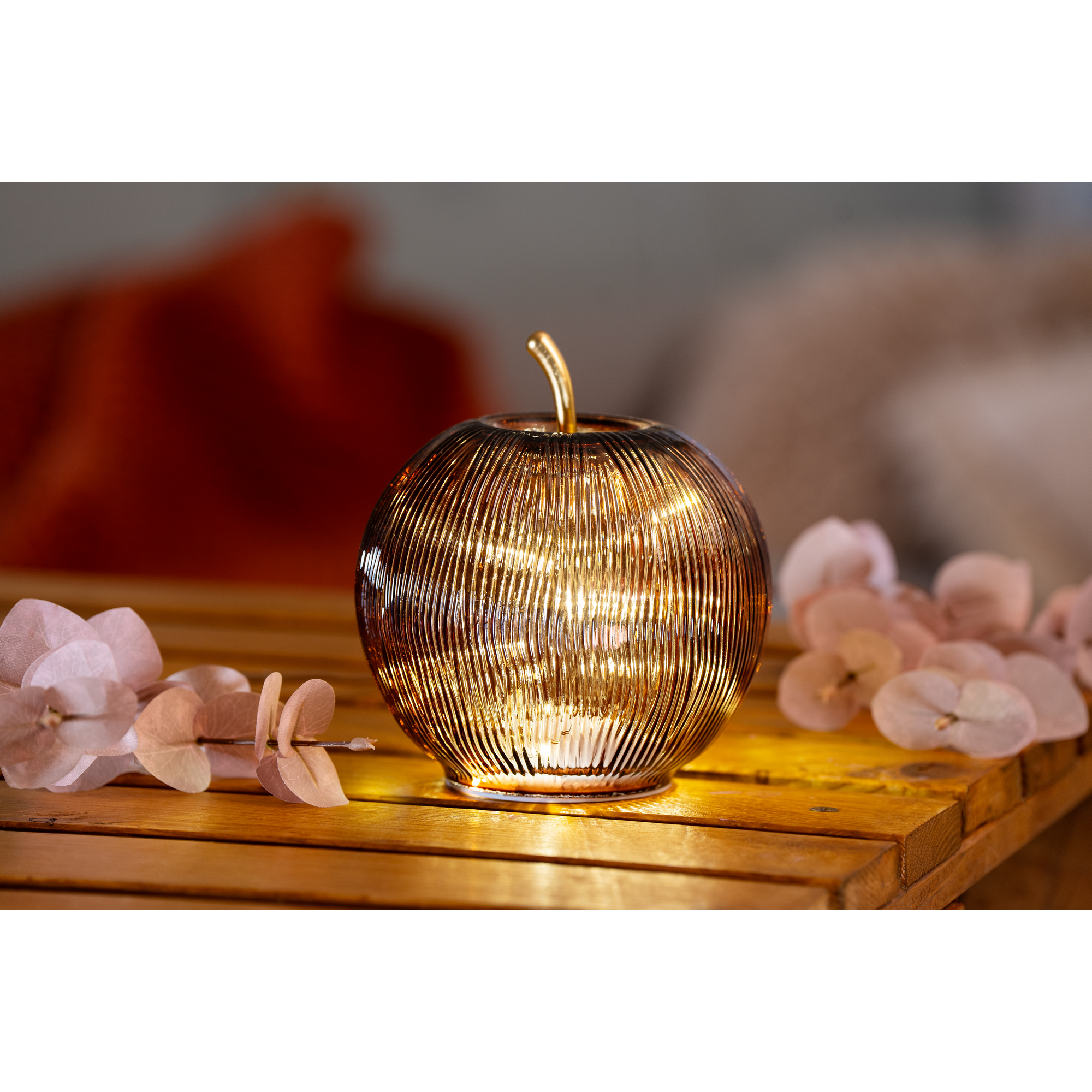 LED Deko 'Apfel' 18,5 x 18,5 x 20 cm braun
