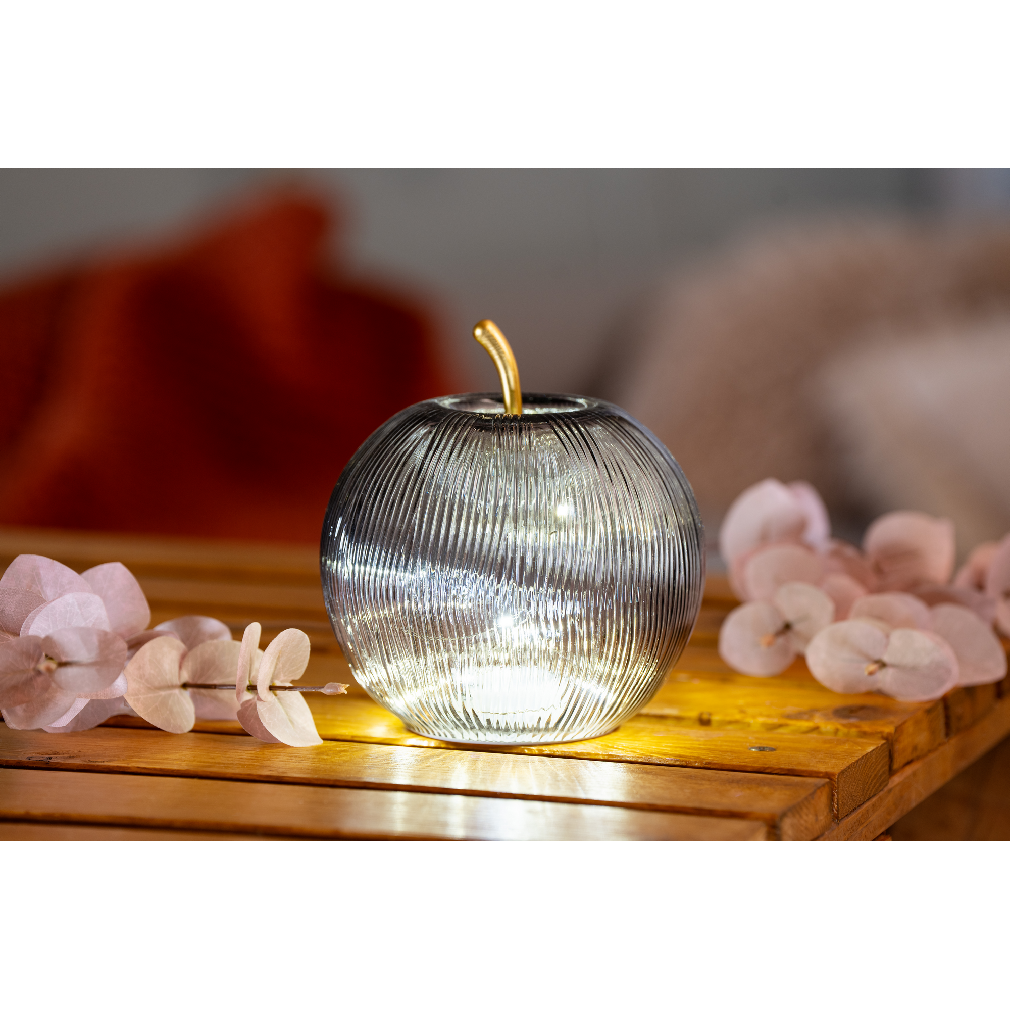 LED Deko 'Apfel' 18,5 x 18,5 x 20 cm grau