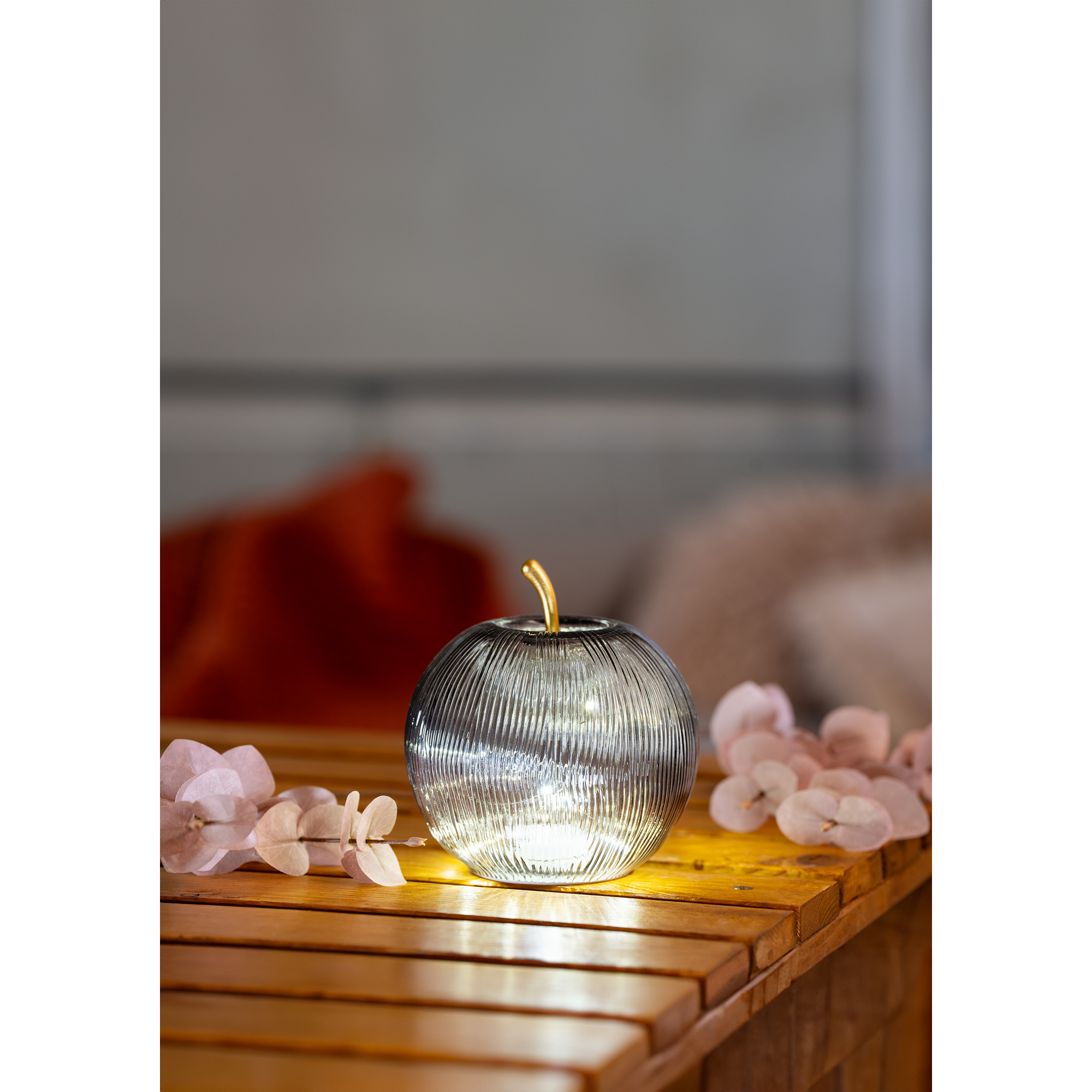 LED Deko 'Apfel' 18,5 x 18,5 x 20 cm grau