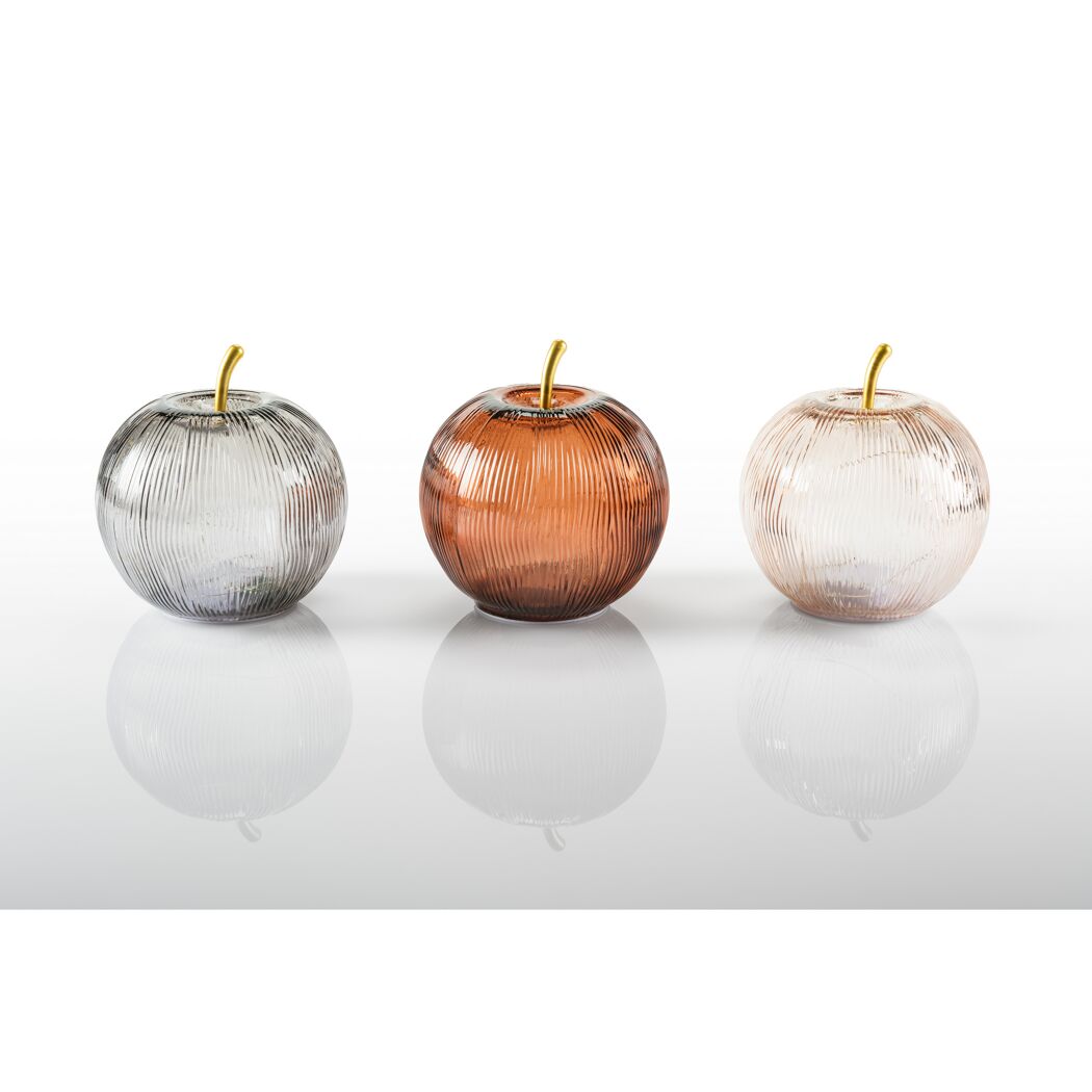 LED Deko 'Apfel' 18,5 x 18,5 x 20 cm grau