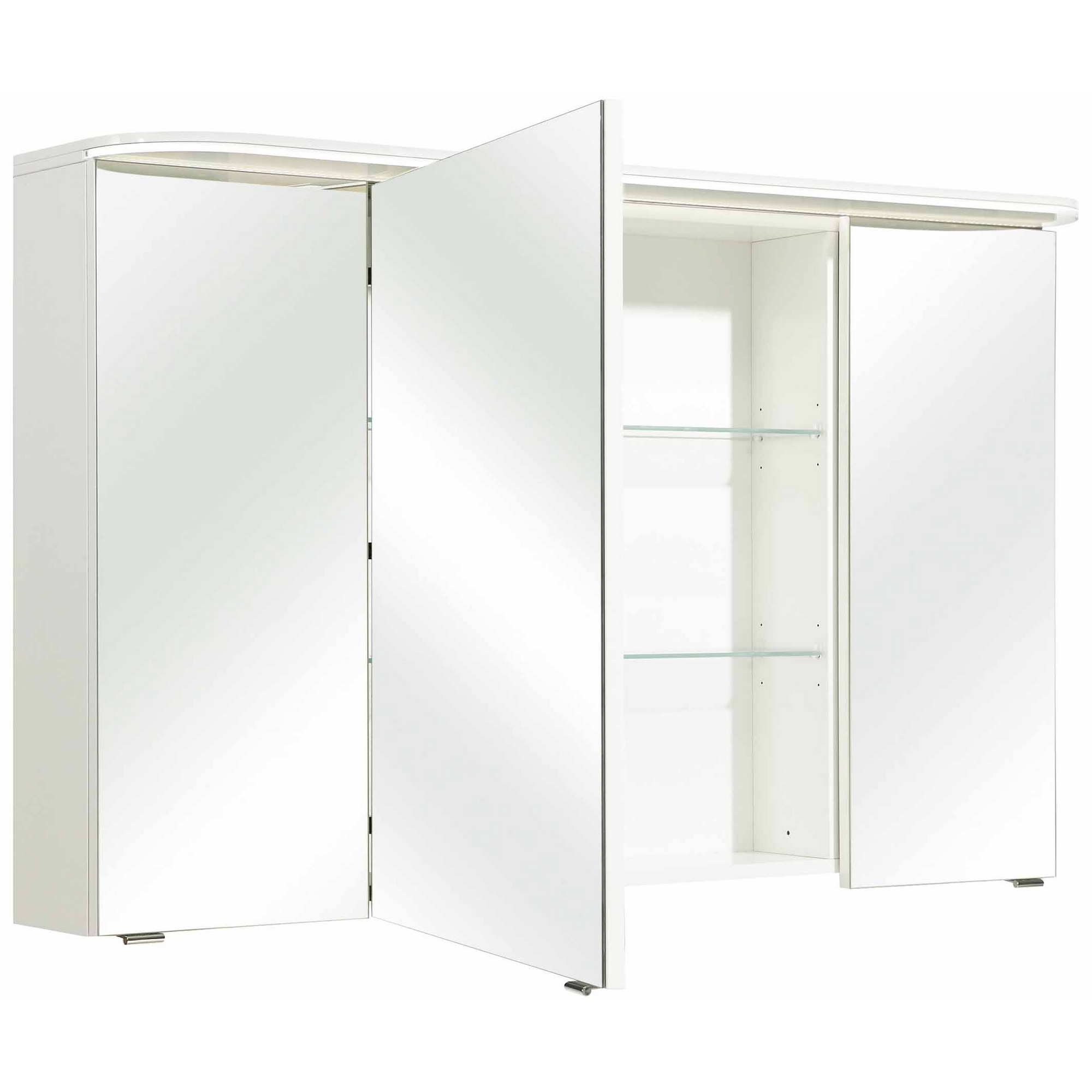 LED-Spiegelschrank 'Jelte' weiß Hochglanz 120 x 72,5 x 17 cm