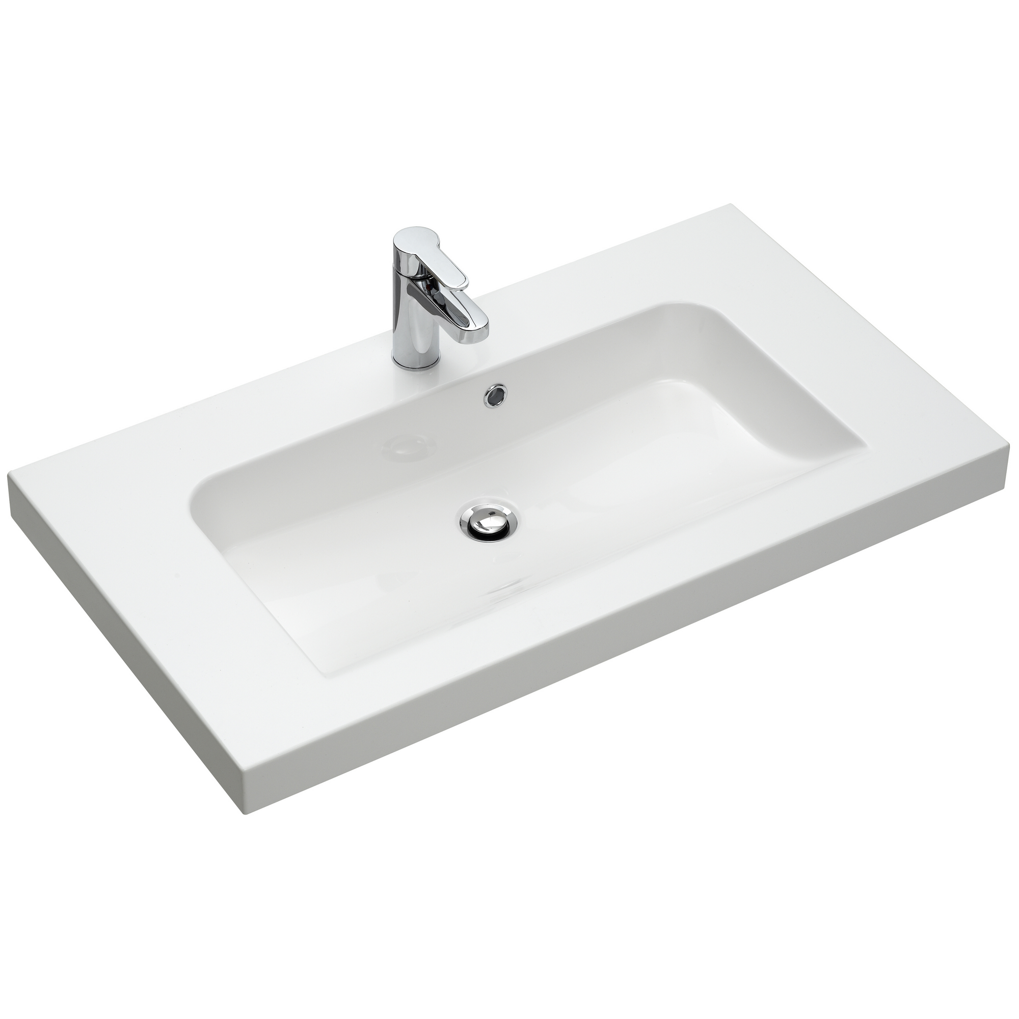 Waschbecken 'Jelte' weiß 92 x 50,8 x 7,6 cm mit LED-Fugenbeleuchtung