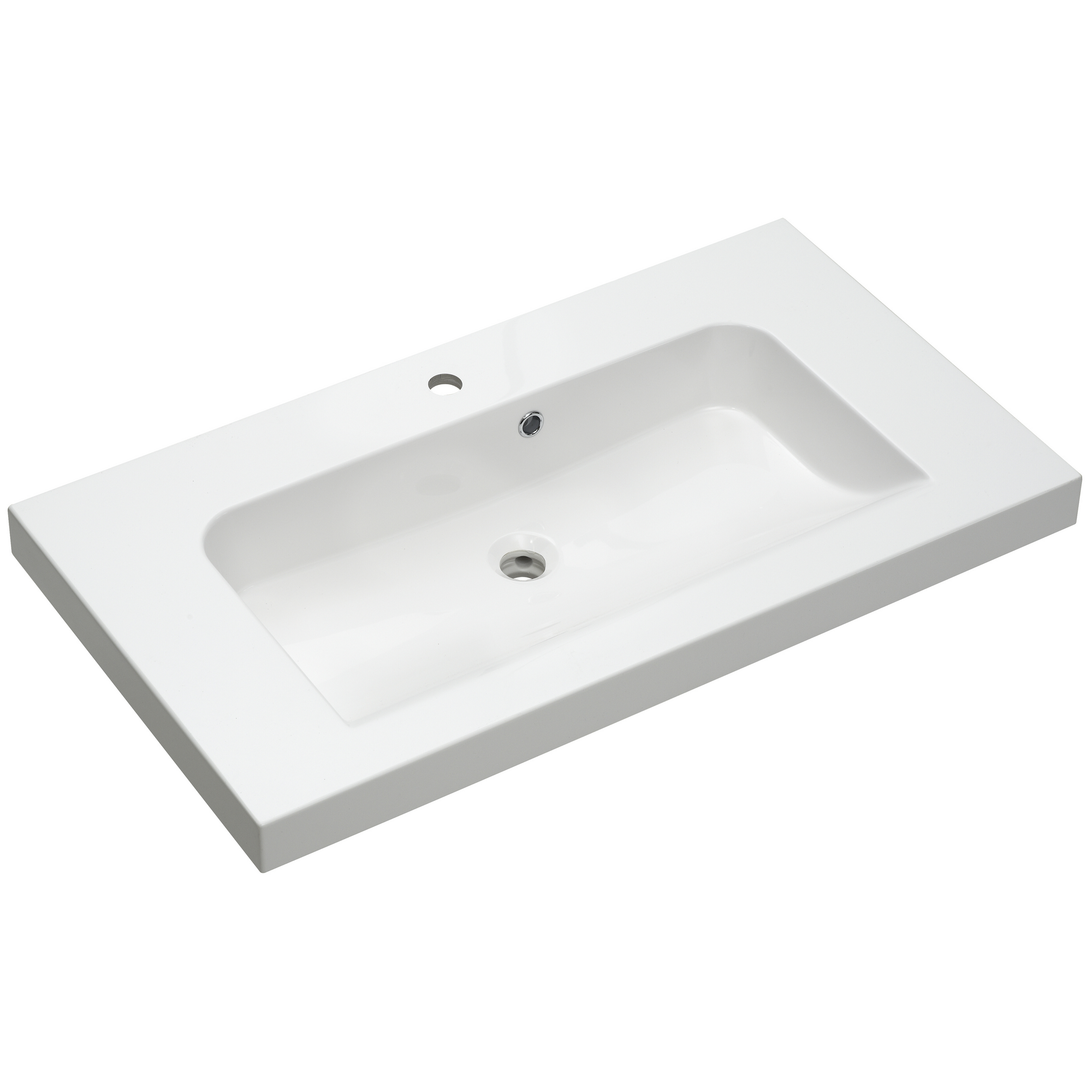 Waschbecken 'Jelte' weiß 92 x 50,8 x 7,6 cm mit LED-Fugenbeleuchtung