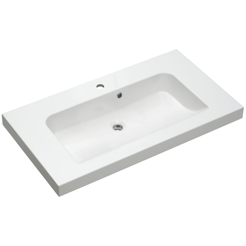 Waschbecken 'Jelte' weiß 92 x 50,8 x 7,6 cm mit LED-Fugenbeleuchtung