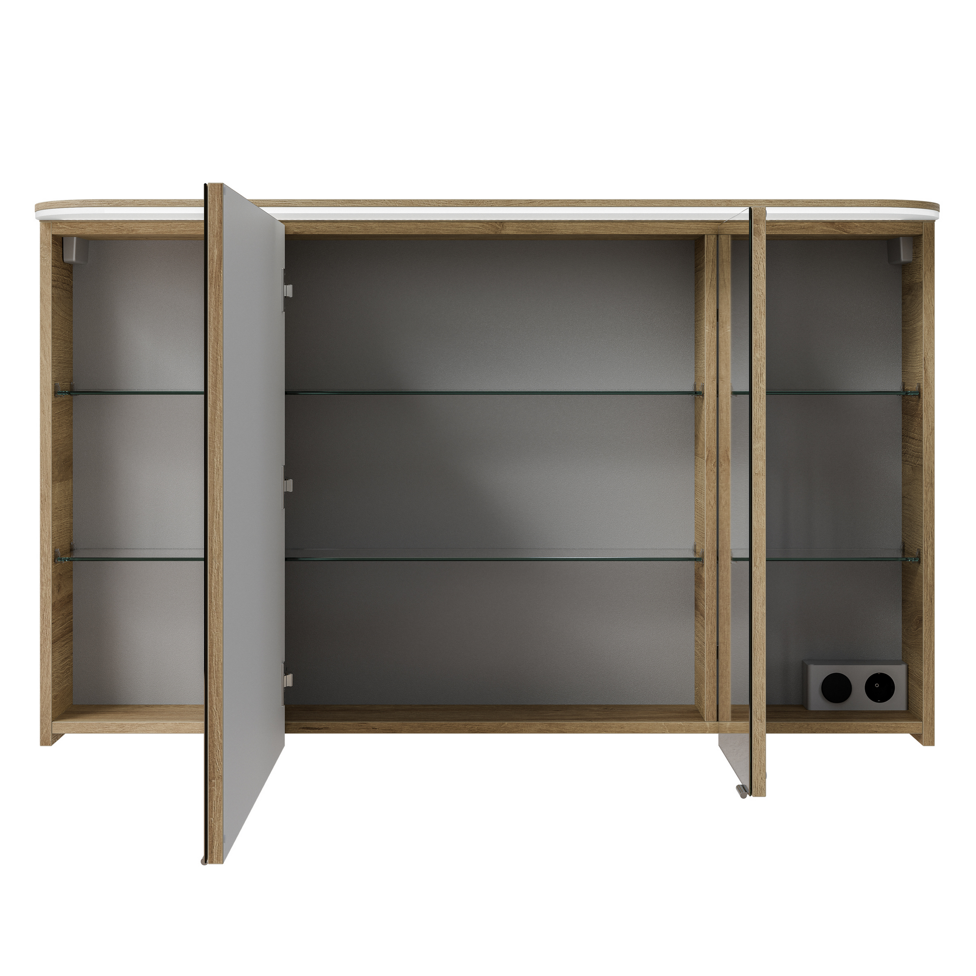 LED-Spiegelschrank 'Jelte' eichefarben 120 x 72,3 x 17 cm