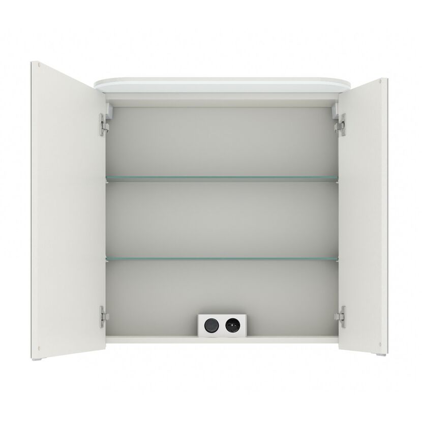 LED-Spiegelschrank 'Jelte' weiß glänzend 70 x 72,3 x 14,9 cm