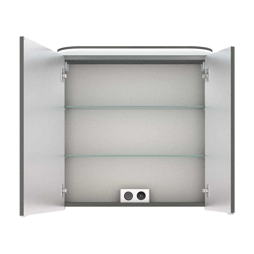 LED-Spiegelschrank 'Jelte' graphitfarben 70 x 72,3 x 14,9 cm