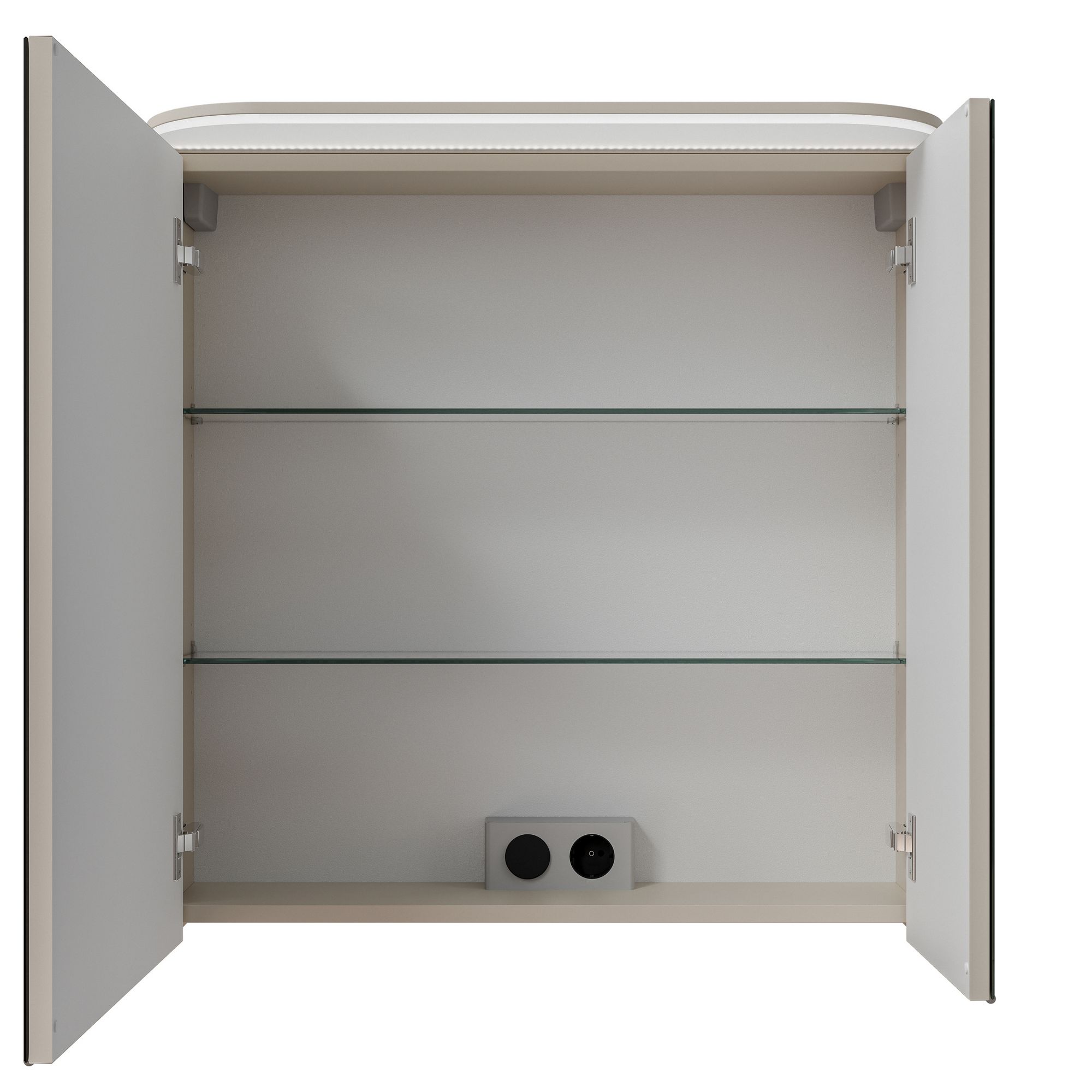 LED-Spiegelschrank 'Jelte' kaschmirfarben matt 70 x 72,3 x 14,9 cm