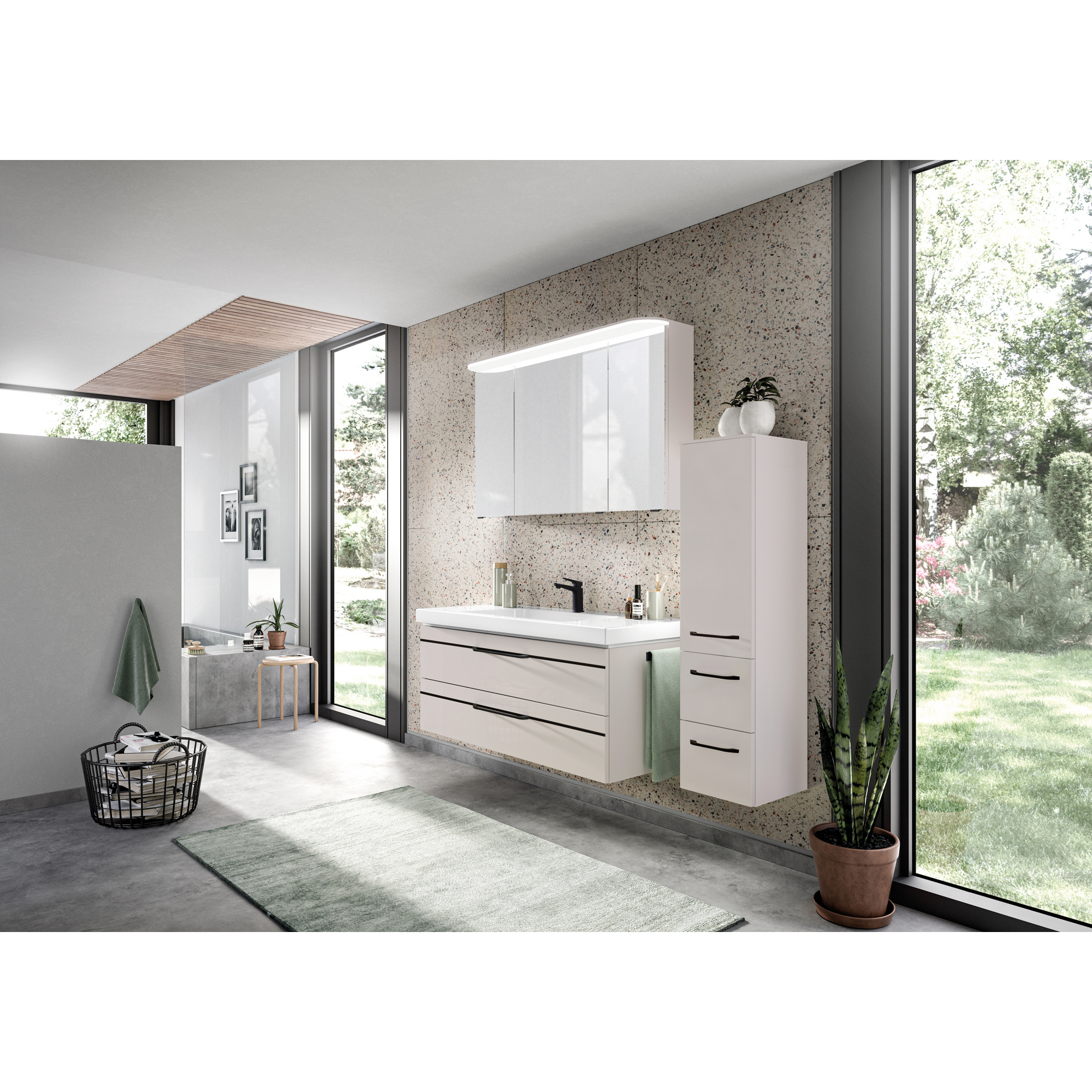 LED-Spiegelschrank ' Jelte' kaschmirfarben matt  85 x 72,3 x 17 cm