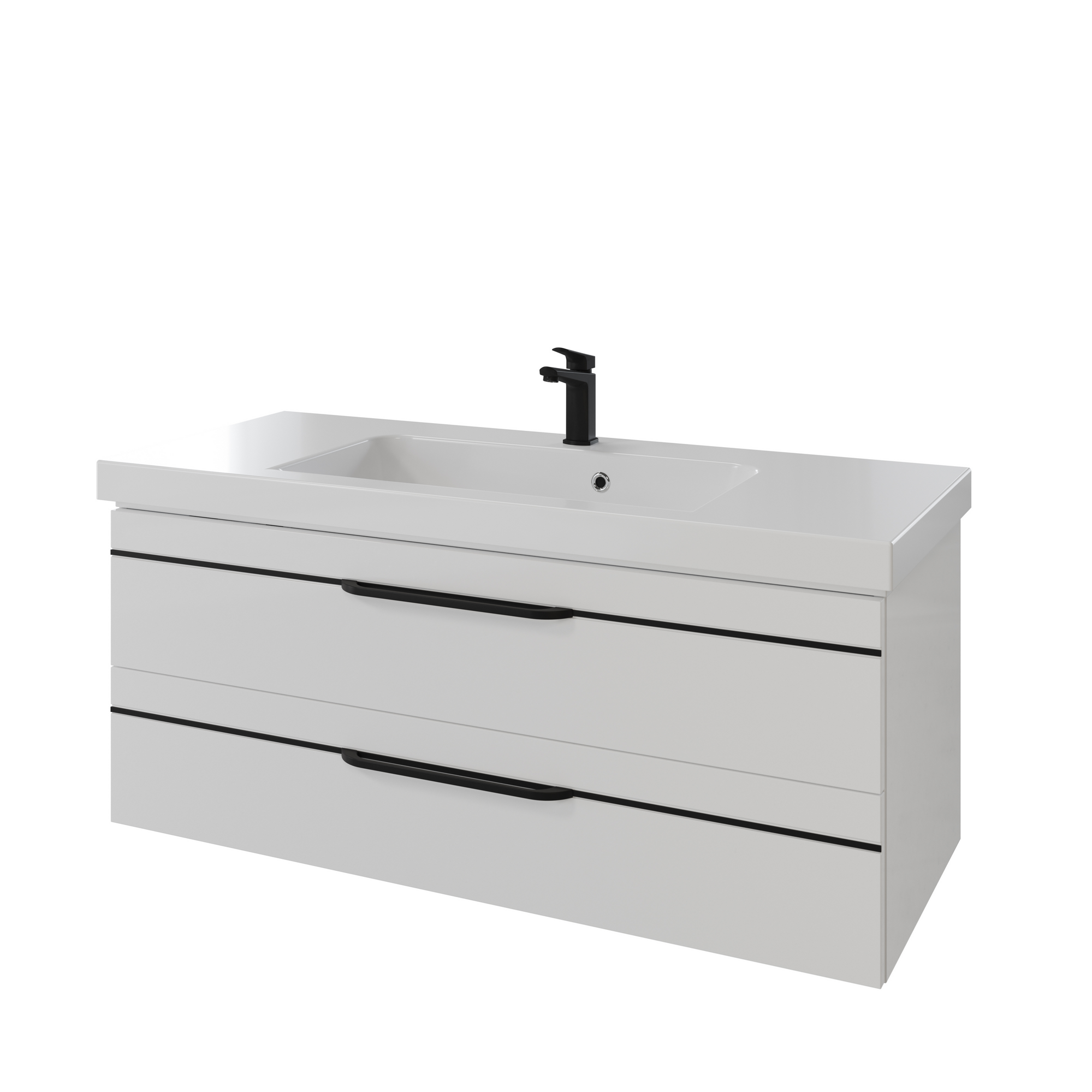 Waschbeckenunterschrank 'Jelte' weiß Hochglanz 119 x 48 x 46,9 cm