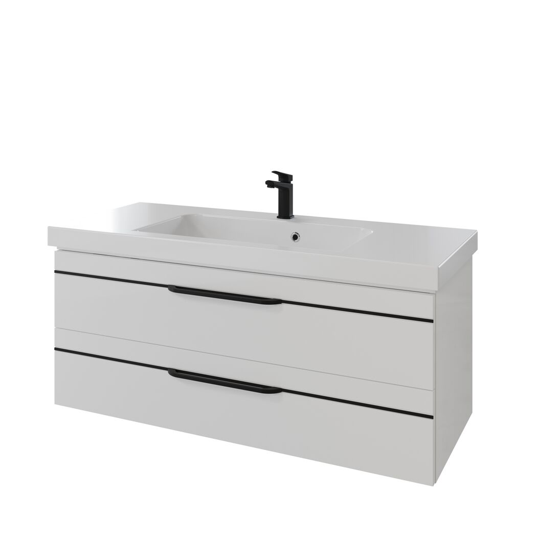 Waschbeckenunterschrank 'Jelte' weiß Hochglanz 119 x 48 x 46,9 cm