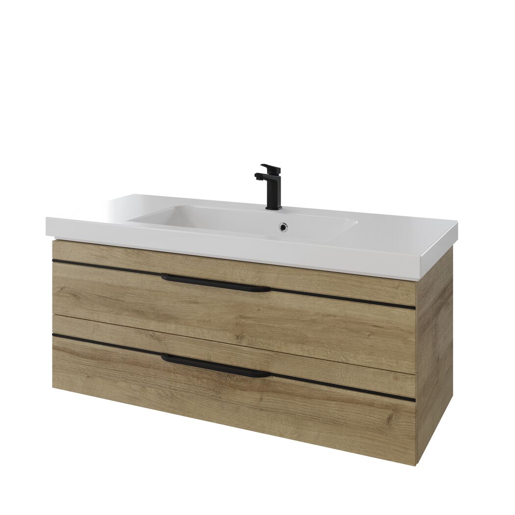 Waschbeckenunterschrank 'Jelte' eichefarben 119 x 48 x 46,9 cm