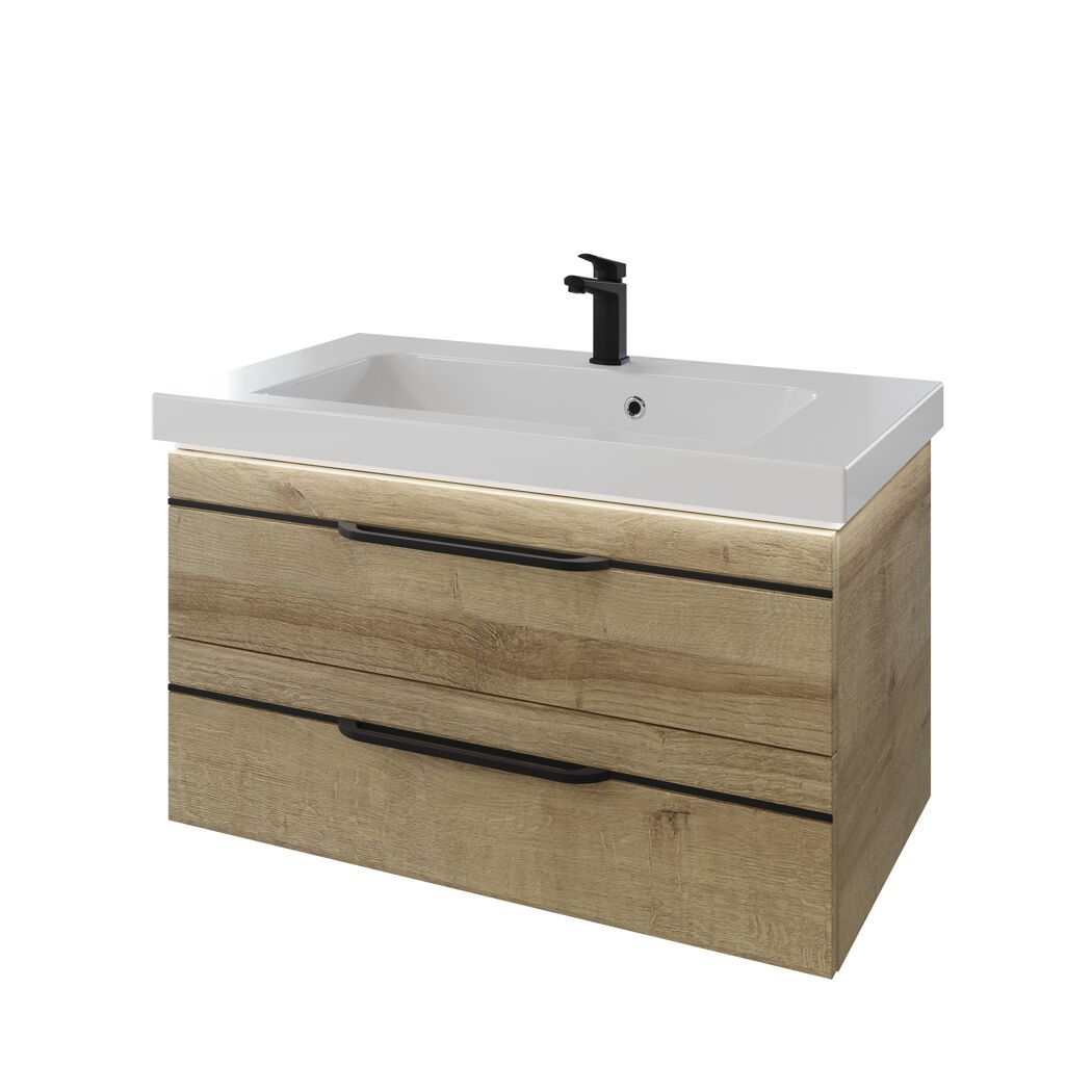 Waschbecken 'Jelte' weiß 92 x 50,8 x 7,6 cm mit LED-Fugenbeleuchtung