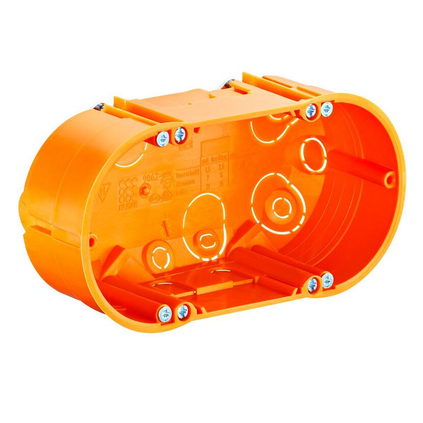 Orange Kaiser Hohlwanddose mit Schrauben