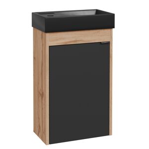 Waschbecken mit Unterschrank 'Benita' eichefarben, schwarz 40 x 66 x 22 cm