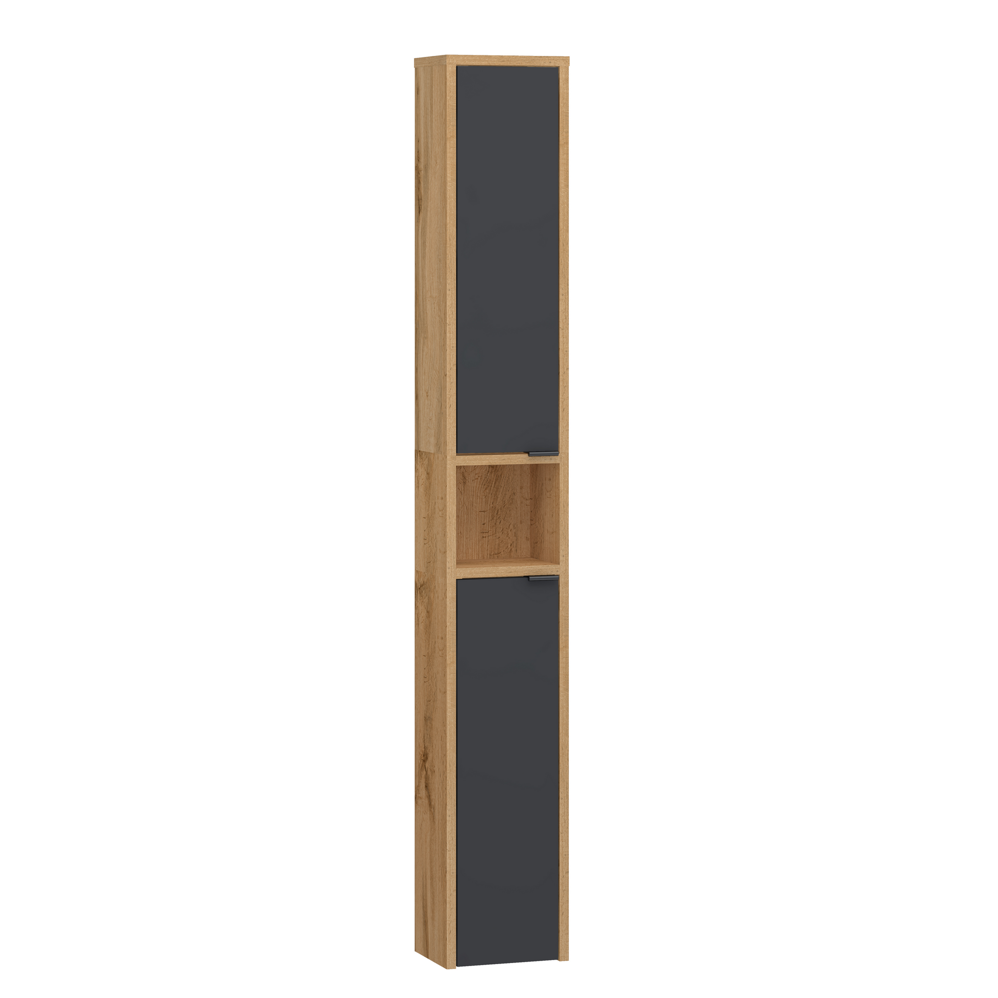 Hochschrank 'Benita' eichefarben, holzfarben, schwarz 21,2 x 147 x 16,2 cm