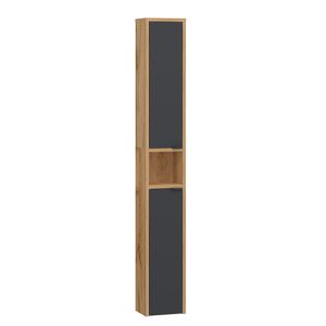 Hochschrank 'Benita' eichefarben, holzfarben, schwarz 21,2 x 147 x 16,2 cm