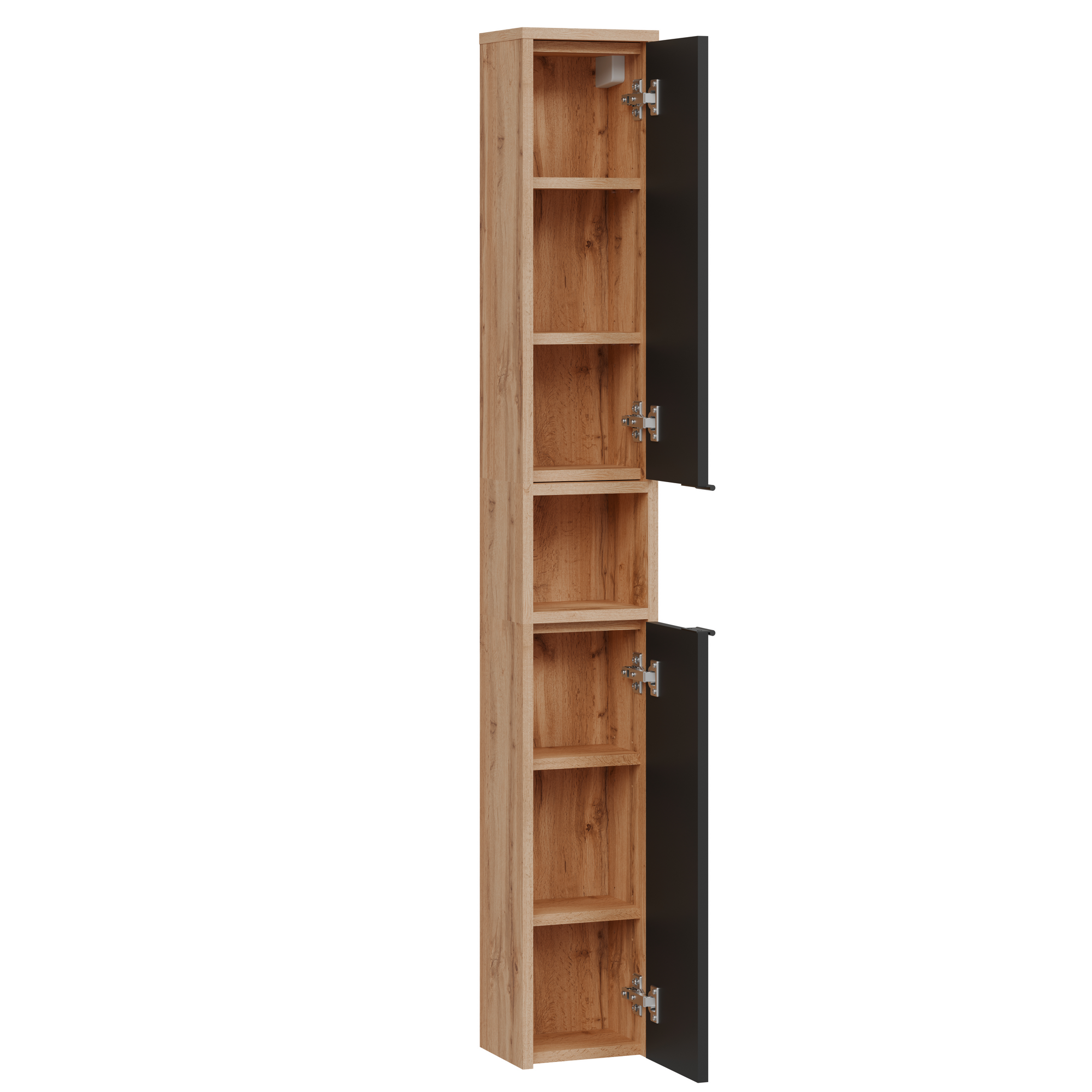 Hochschrank 'Benita' eichefarben, holzfarben, schwarz 21,2 x 147 x 16,2 cm