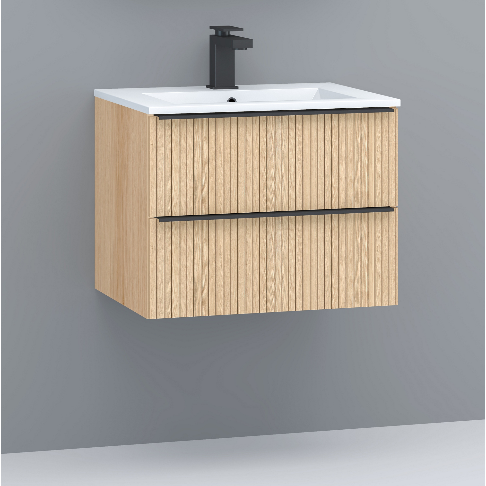 Waschbecken mit Unterschrank 'Viktoria' eichefarben 61,5 x 47,8 x 47 cm