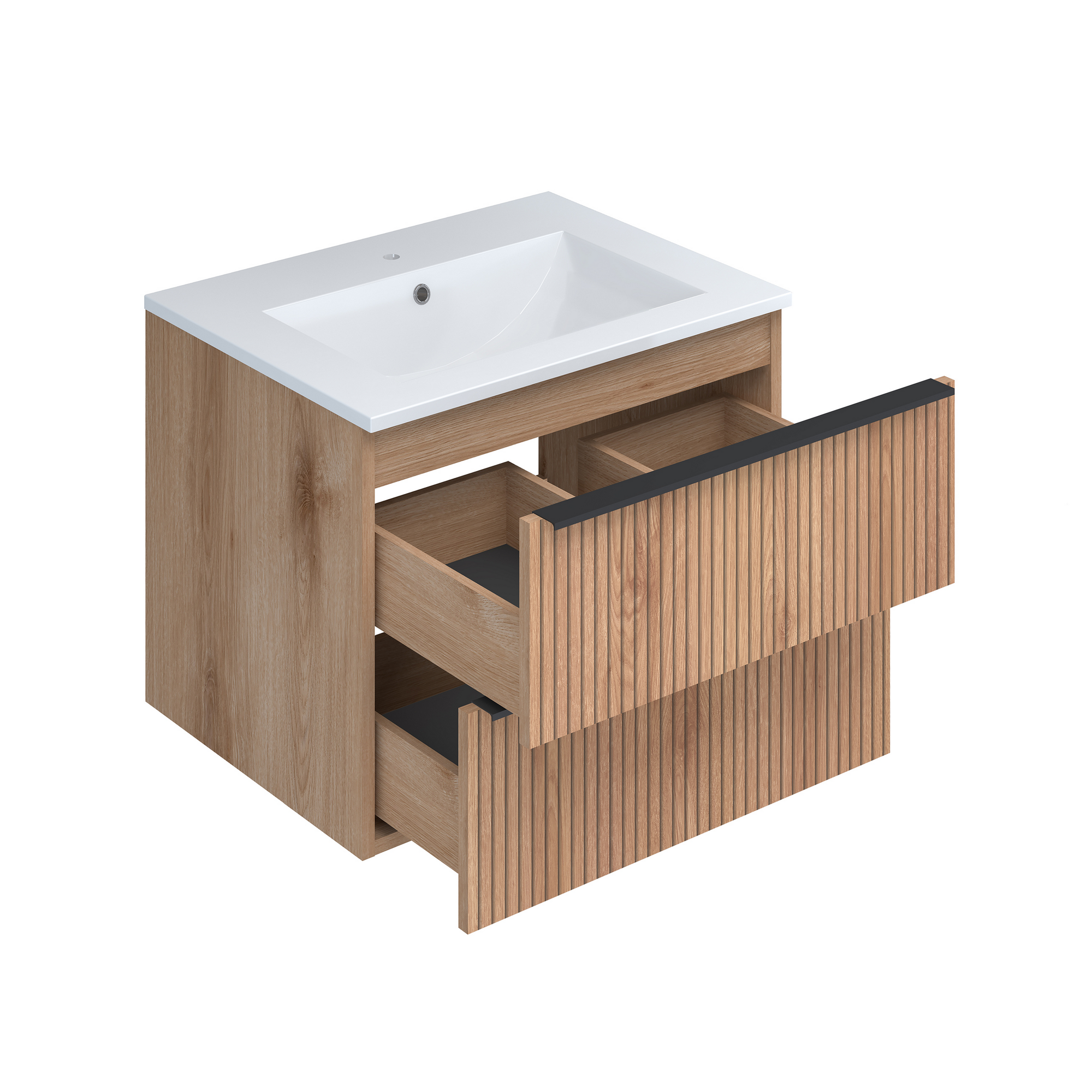 Waschbecken mit Unterschrank 'Viktoria' eichefarben 61,5 x 47,8 x 47 cm