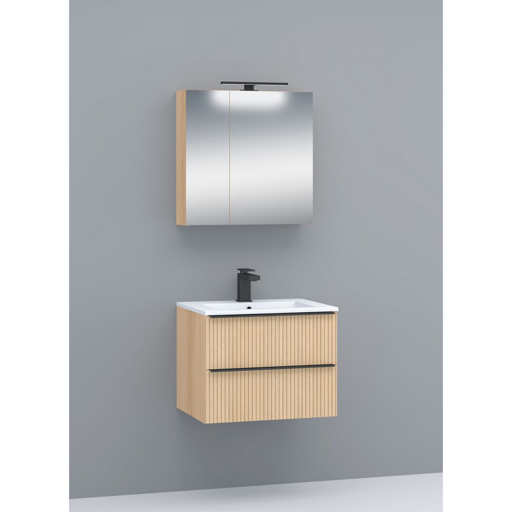 Waschbecken mit Unterschrank 'Viktoria' eichefarben 61,5 x 47,8 x 47 cm