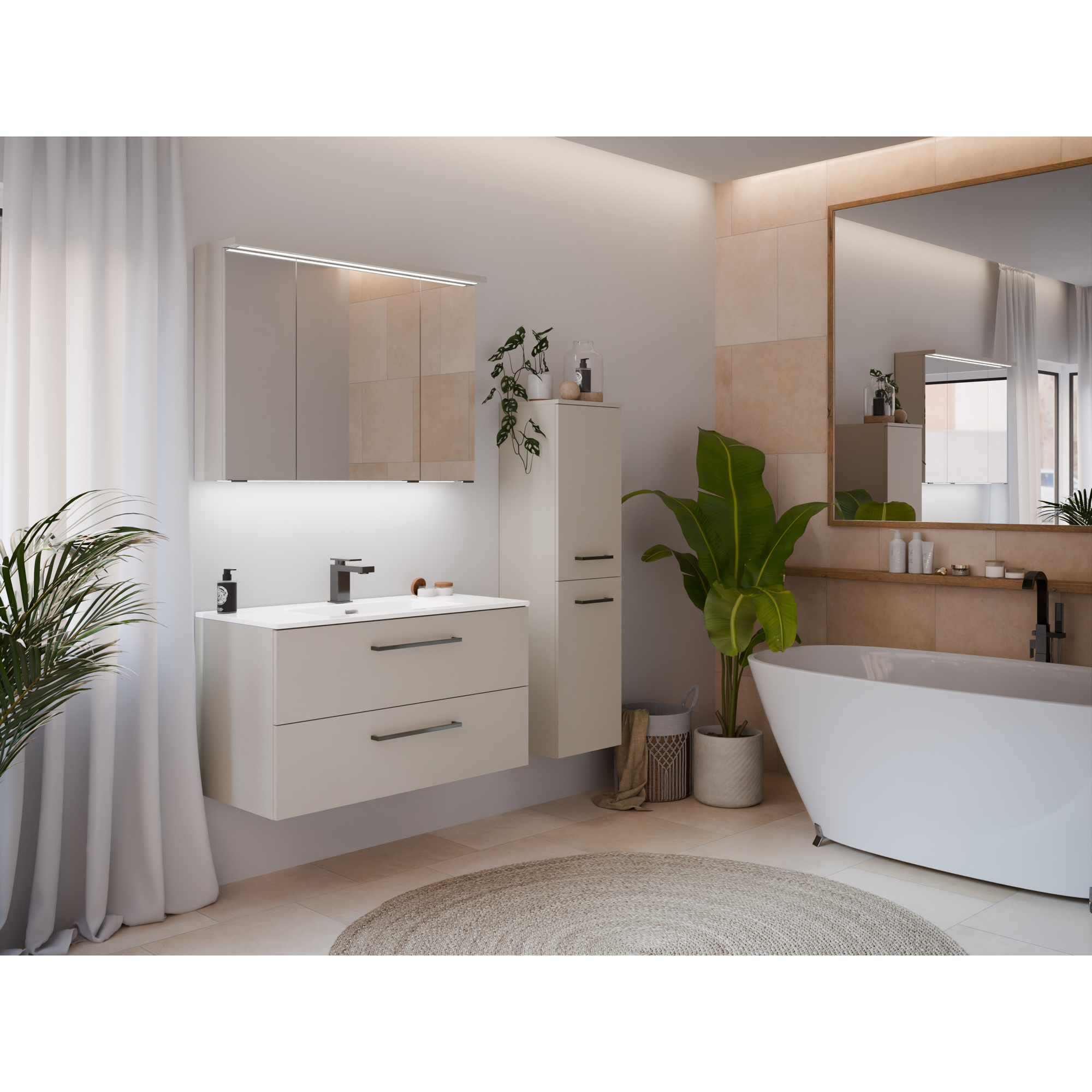 Waschbecken mit Unterschrank 'Giardini' kaschmirfarben 102 x 56,4 x 46,5 cm