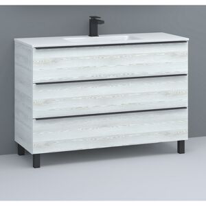 Waschbecken mit Unterschrank 'Fanö' Kieferfarben weiß 121 x 85,4 x 46,5 cm
