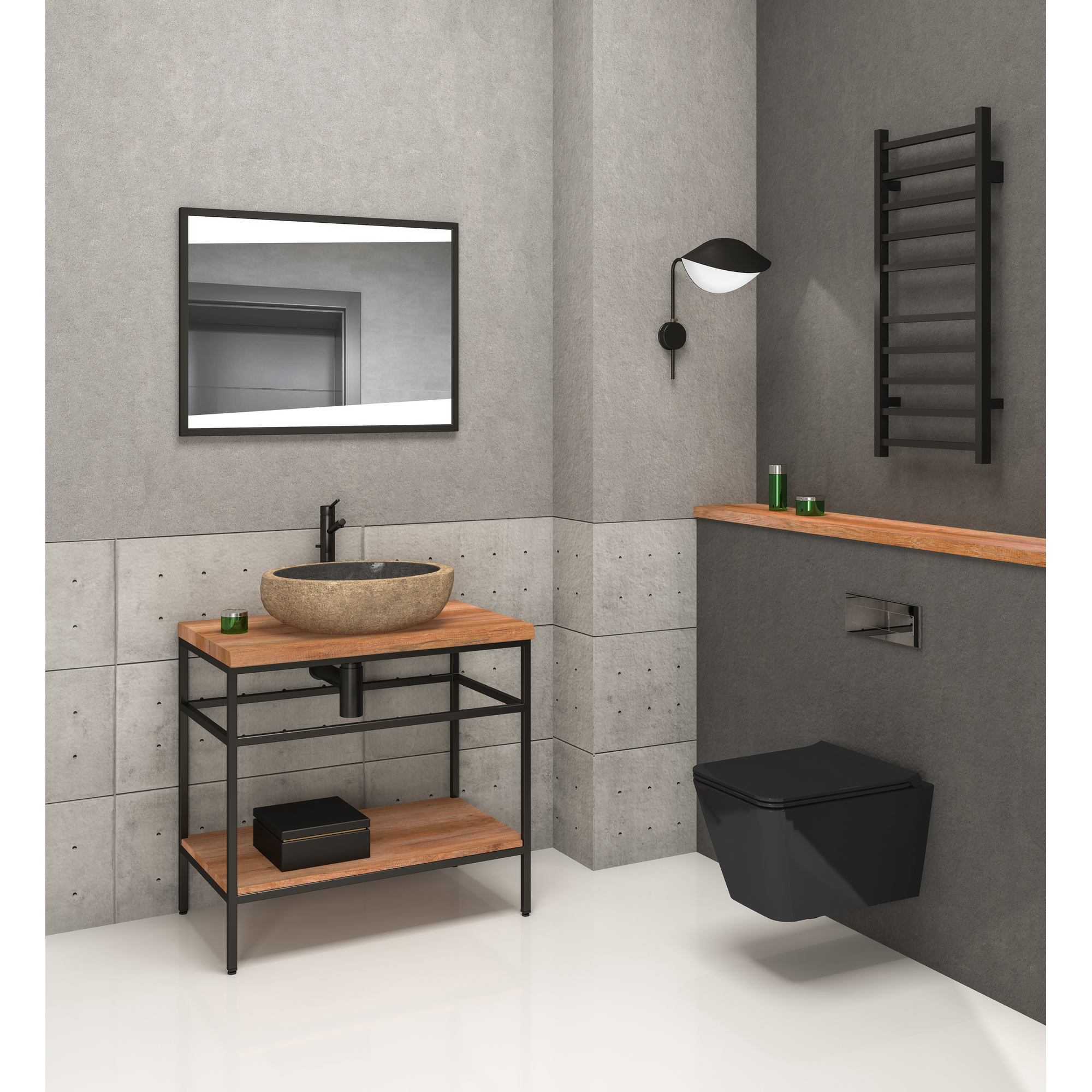 Unterschrank 'Stone' schwarz, braun 80 x 75 x 83,3 cm