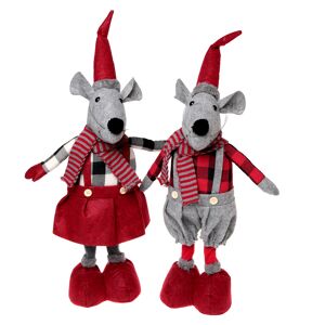 Dekofigur Weihnachts-Maus grau/rot 51 cm
