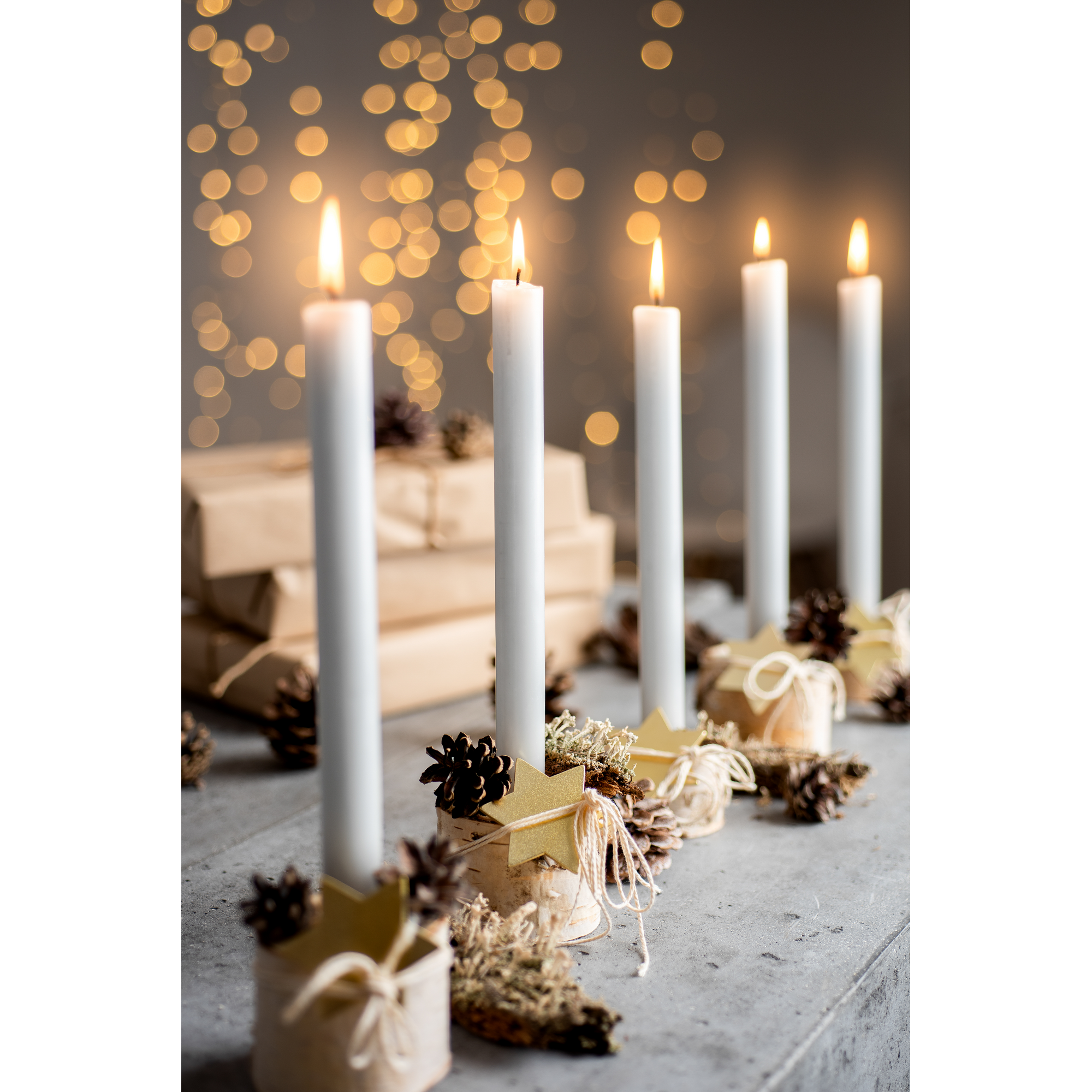 Stabkerze 'Rustic' wollweiß Ø 2,2 x 25 cm